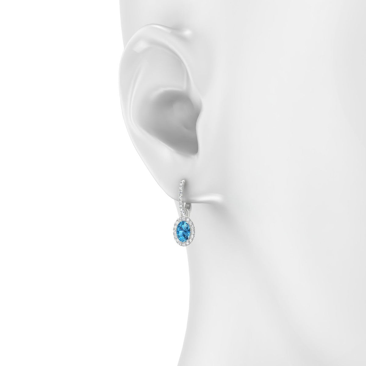 Sunrise | 18k White Gold 6 x 4 mm Oval Topaz Earrings