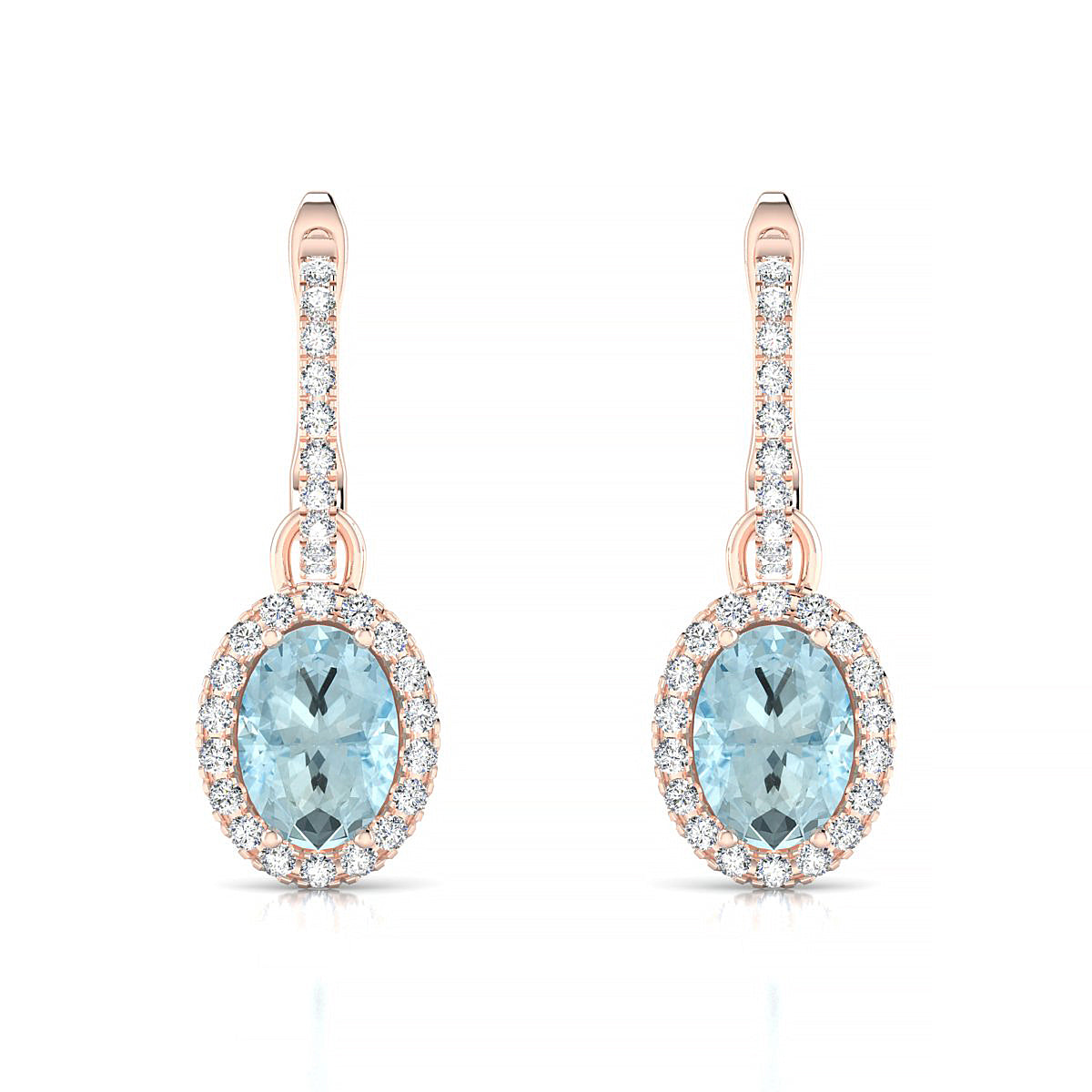 Sunrise | 18k Rose Gold 7 x 5 mm Oval Aquamarine Earrings