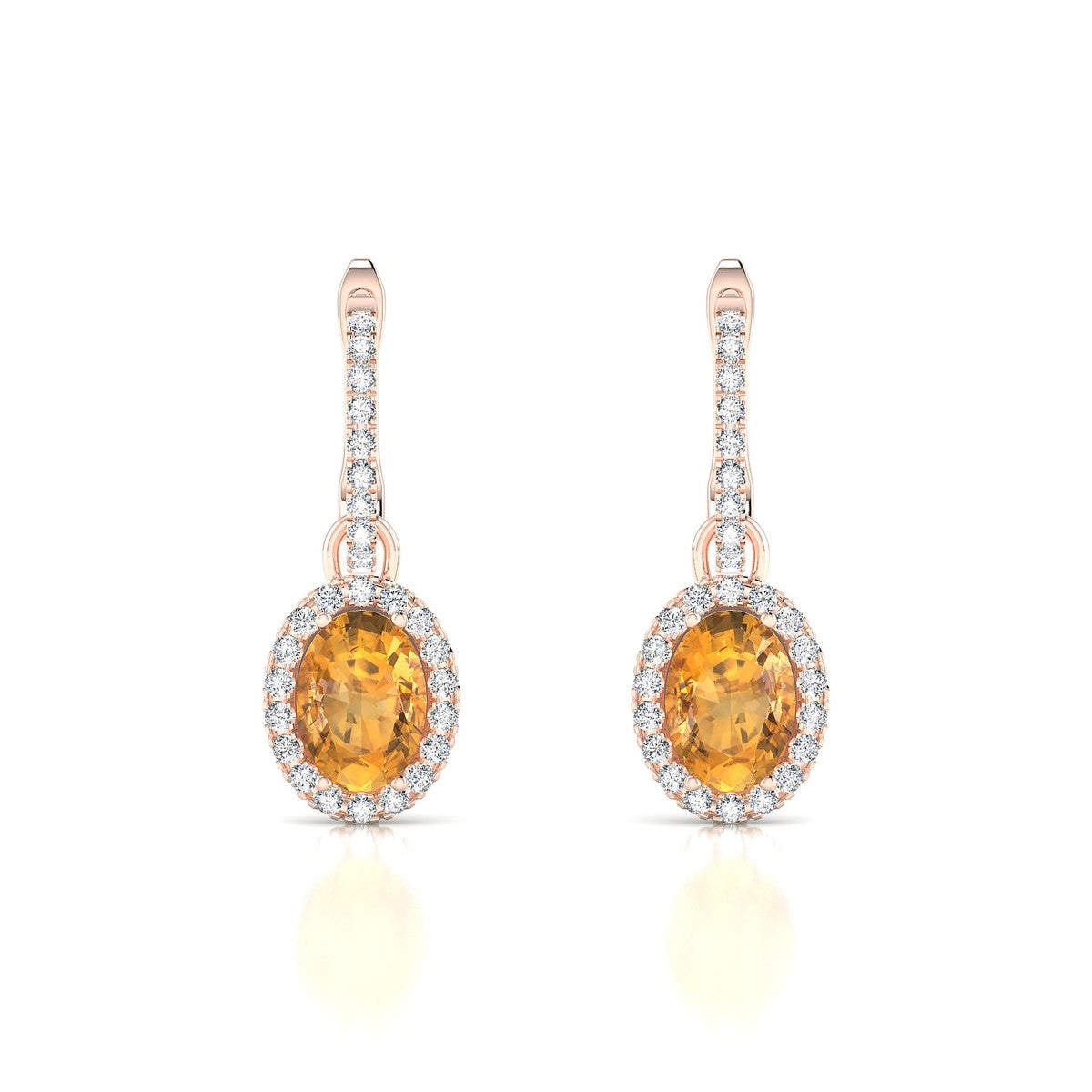 Sunrise | 18k Rose Gold 7 x 5 mm Oval Citrine Earrings