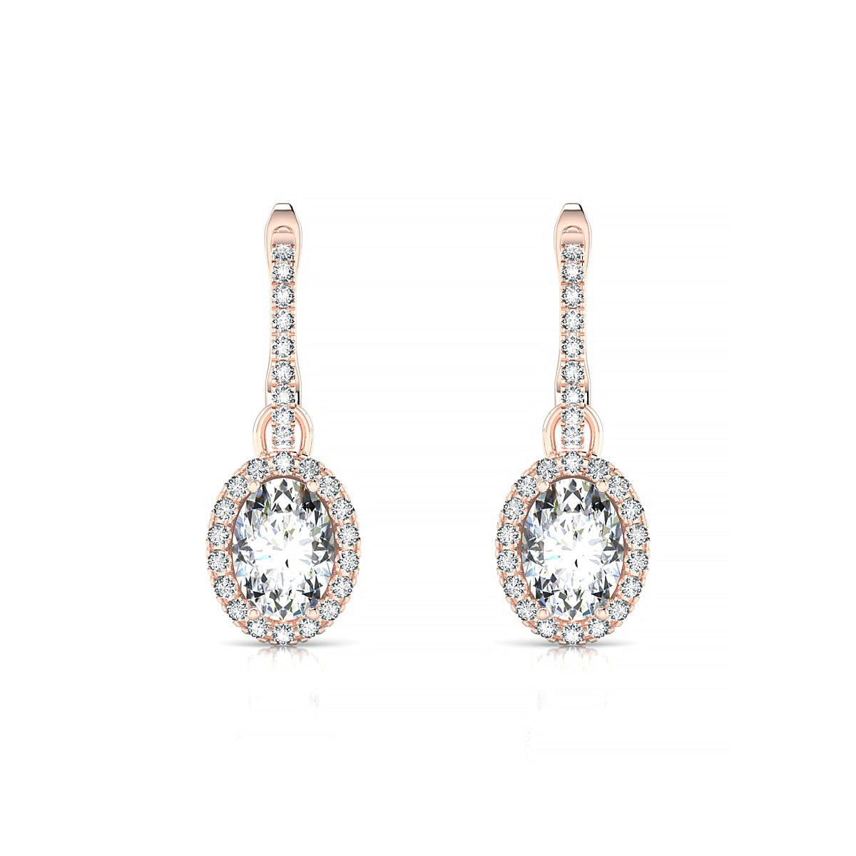 Sunrise | 18k Rose Gold 7 x 5 mm Oval Diamond Earrings