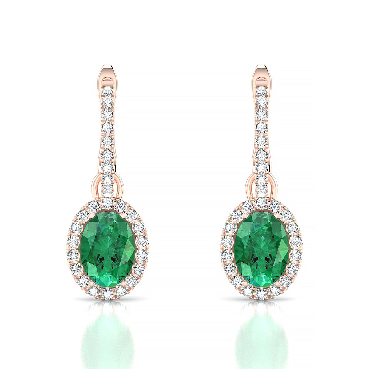 Sunrise | 18k Rose Gold 7 x 5 mm Oval Emerald Earrings