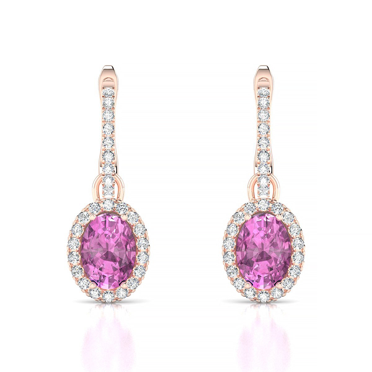 Sunrise | 18k Rose Gold 7 x 5 mm Oval Pink Sapphire Earrings