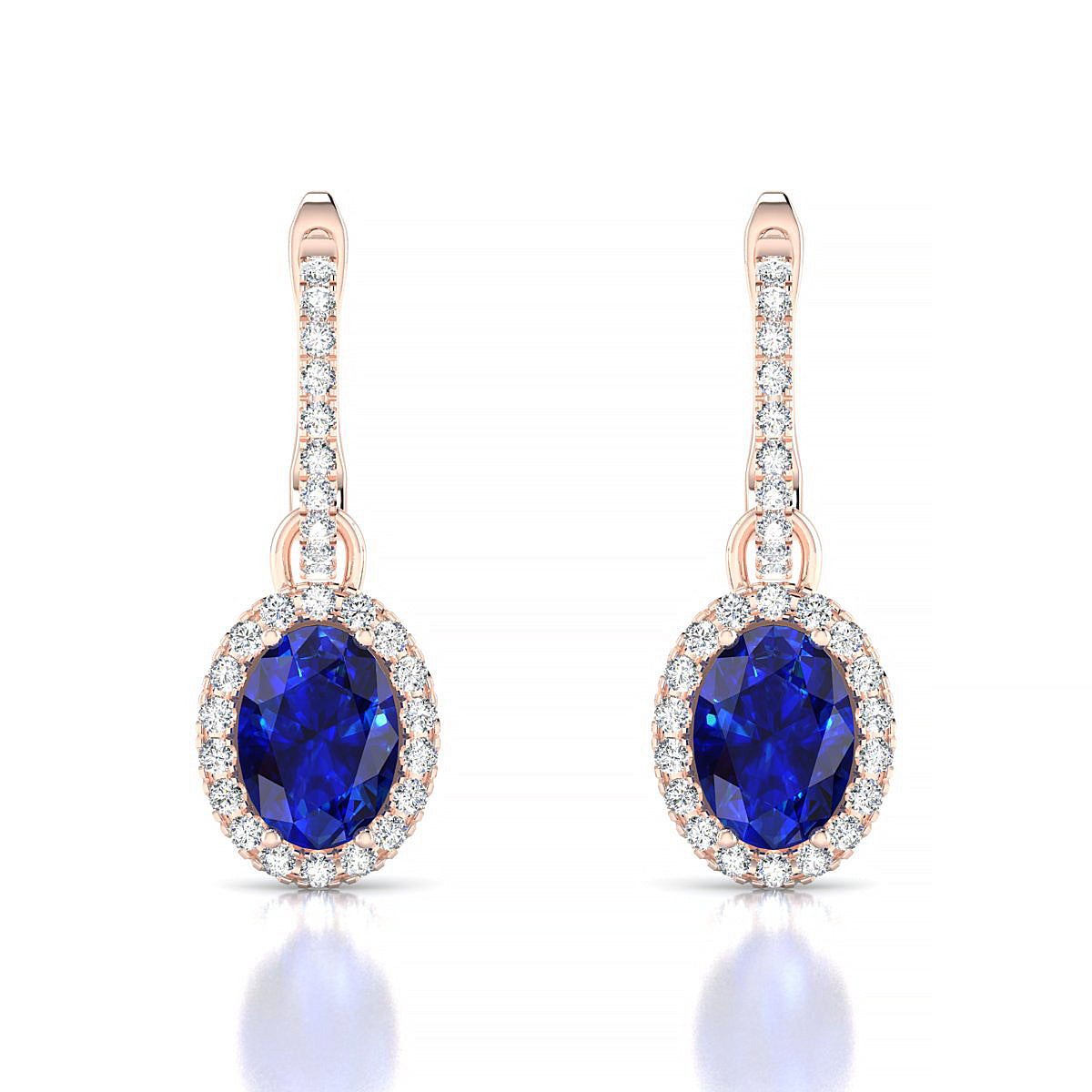Sunrise | 18k Rose Gold 7 x 5 mm Oval Sapphire Earrings