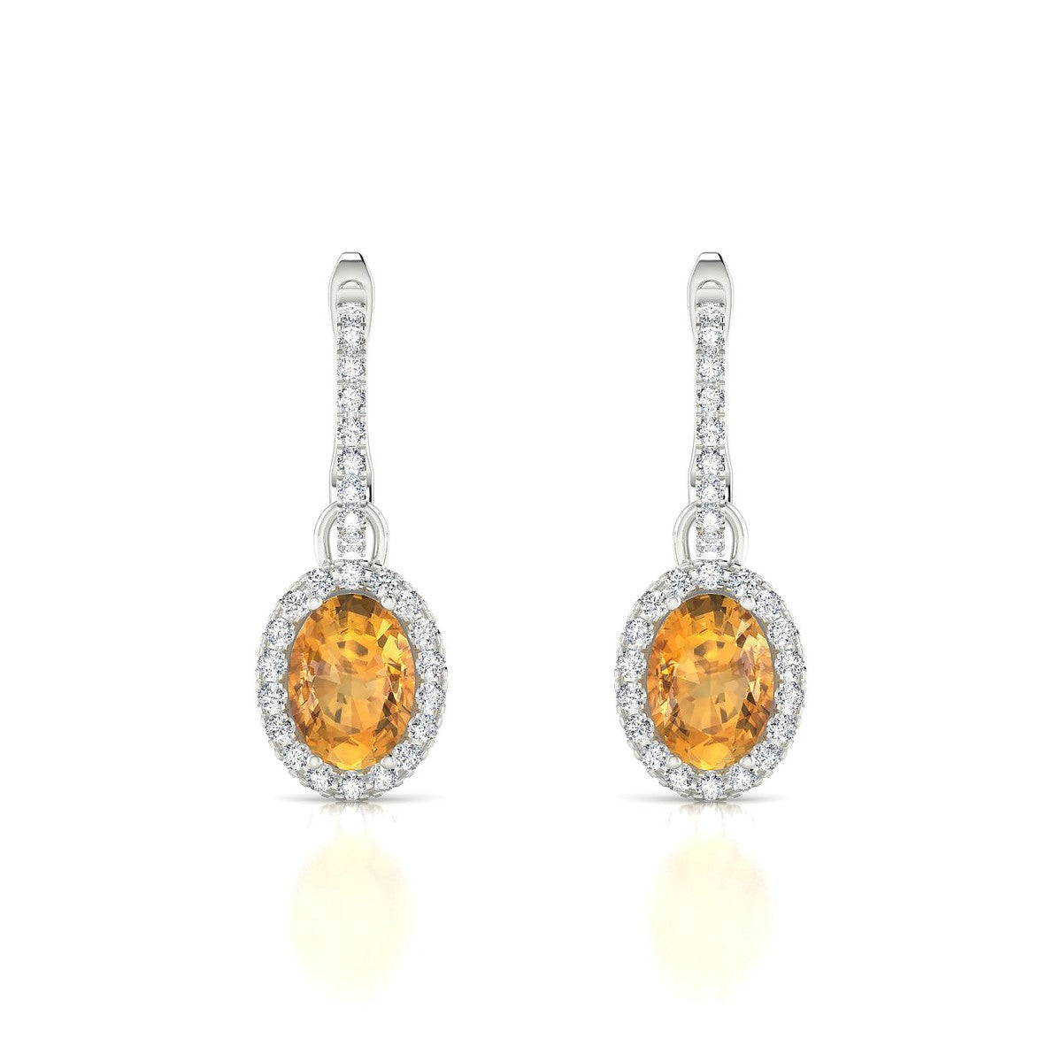 Sunrise | 18k White Gold 7 x 5 mm Oval Citrine Earrings