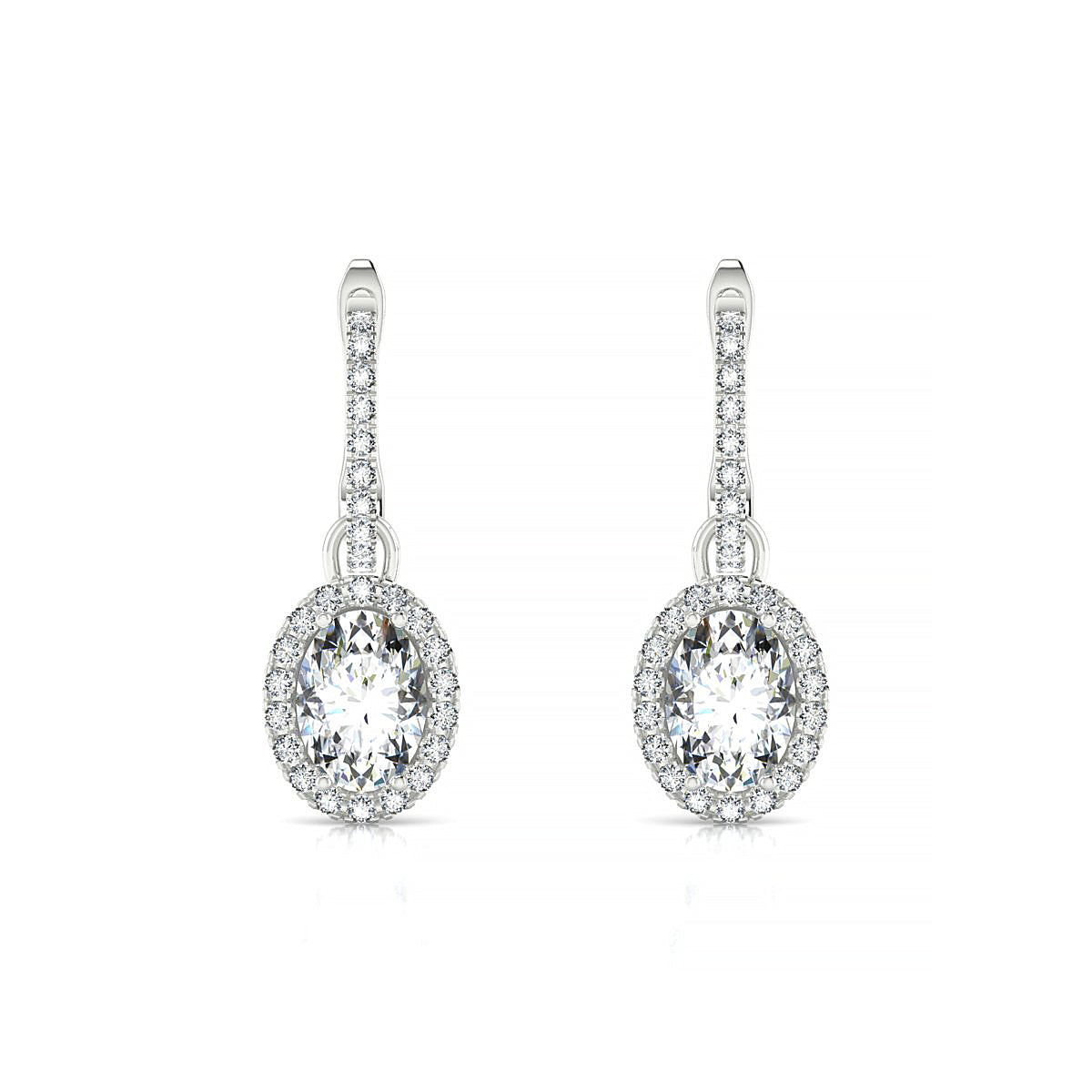 Sunrise | 18k White Gold 7 x 5 mm Oval Diamond Earrings