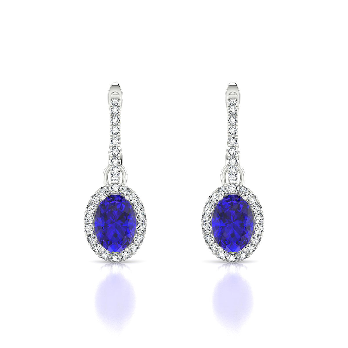 Sunrise | 18k White Gold 7 x 5 mm Oval Tanzanite Earrings