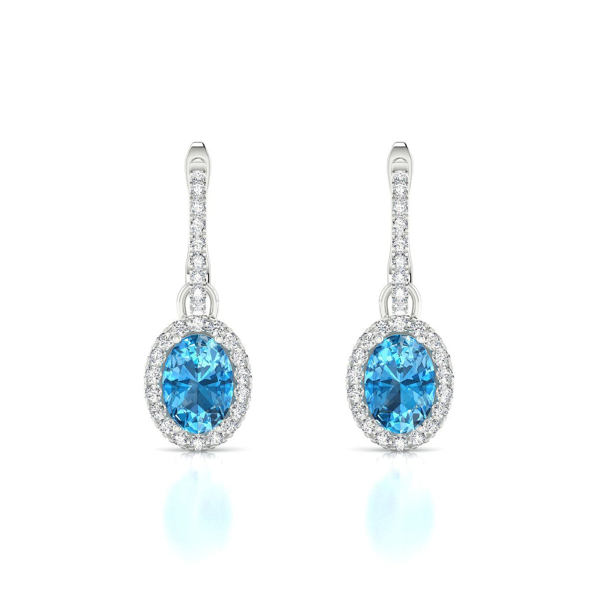 Sunrise | 18k White Gold 7 x 5 mm Oval Topaz Earrings