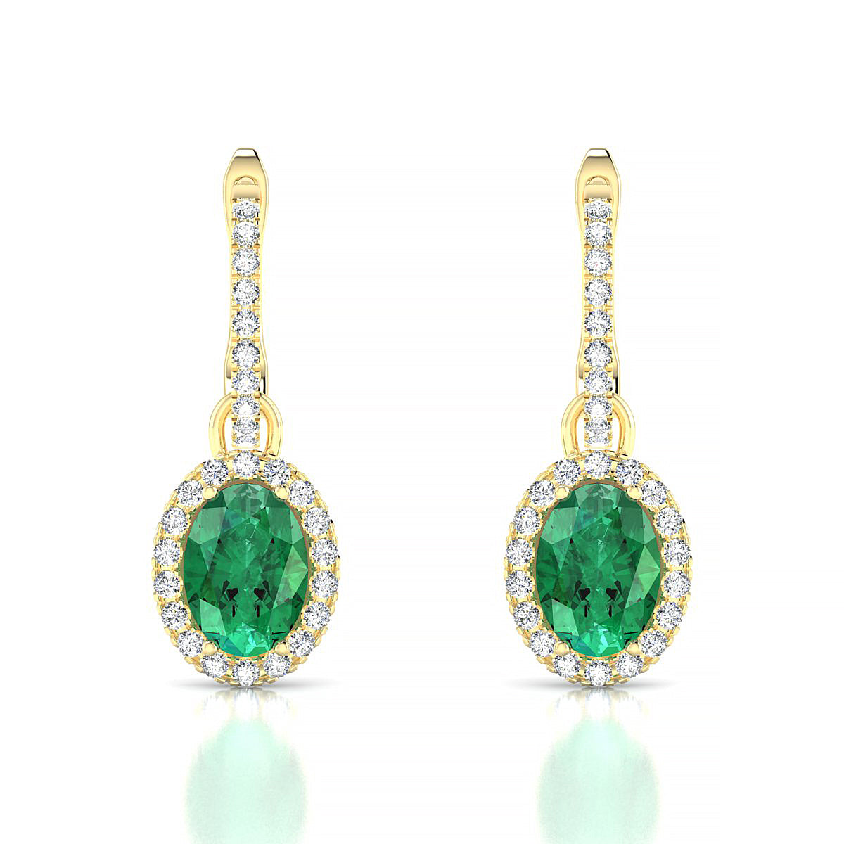 Sunrise | 18k Yellow Gold 7 x 5 mm Oval Emerald Earrings