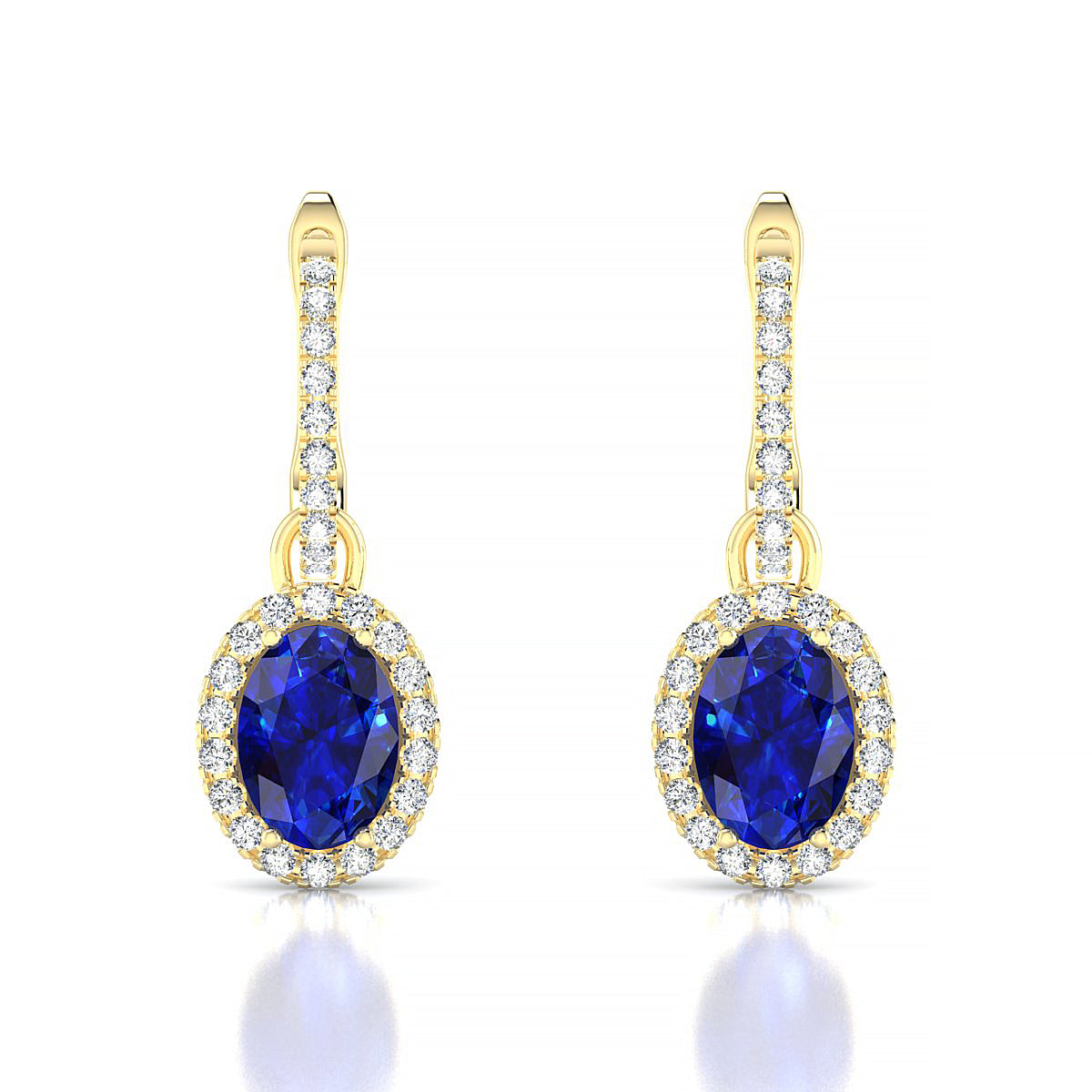 Sunrise | 18k Yellow Gold 7 x 5 mm Oval Sapphire Earrings