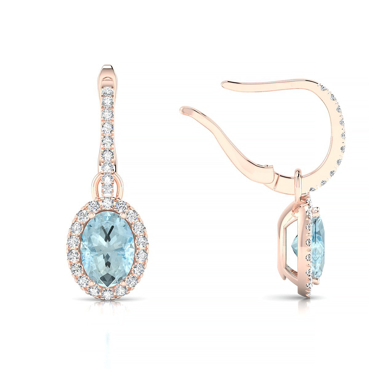 Sunrise | 18k Rose Gold 7 x 5 mm Oval Aquamarine Earrings