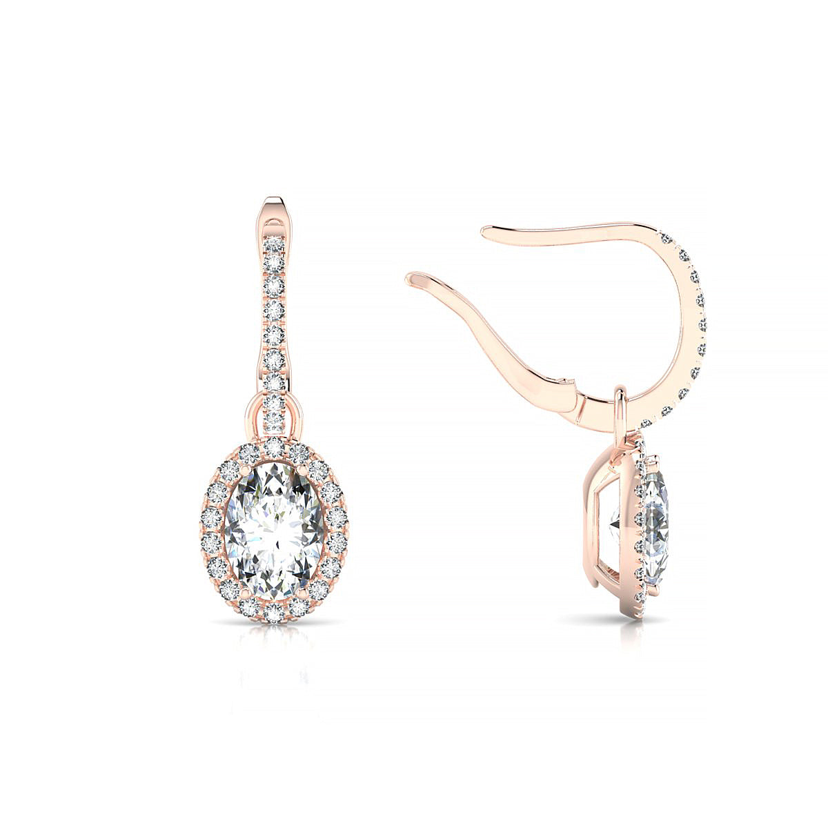 Sunrise | 18k Rose Gold 7 x 5 mm Oval Diamond Earrings