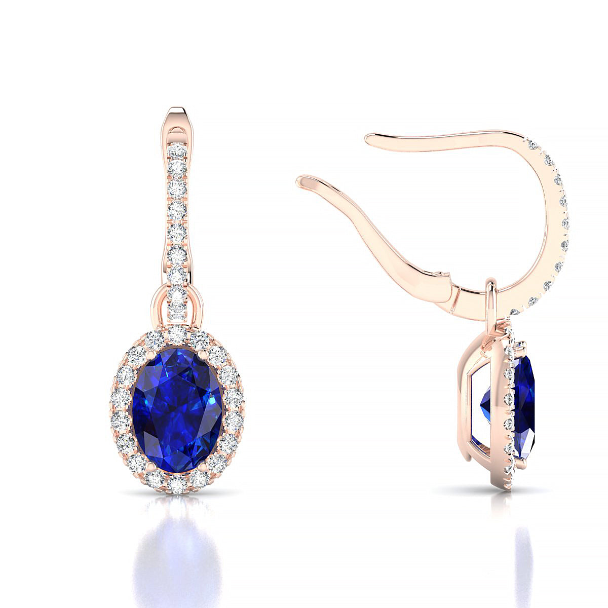 Sunrise | 18k Rose Gold 7 x 5 mm Oval Sapphire Earrings