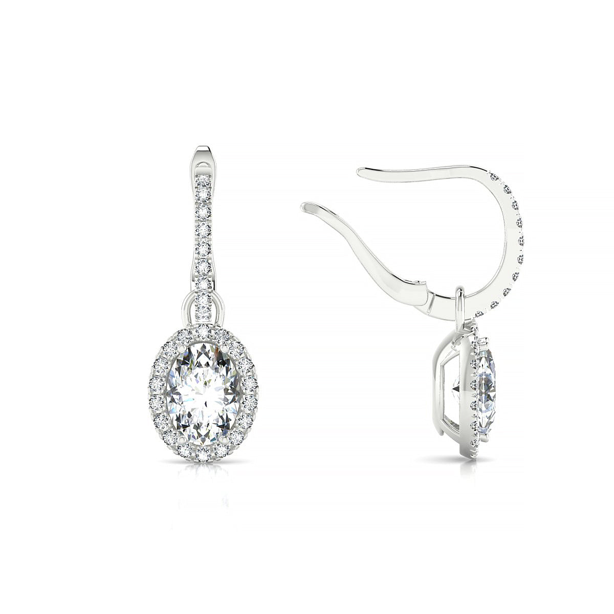 Sunrise | 18k White Gold 7 x 5 mm Oval Diamond Earrings