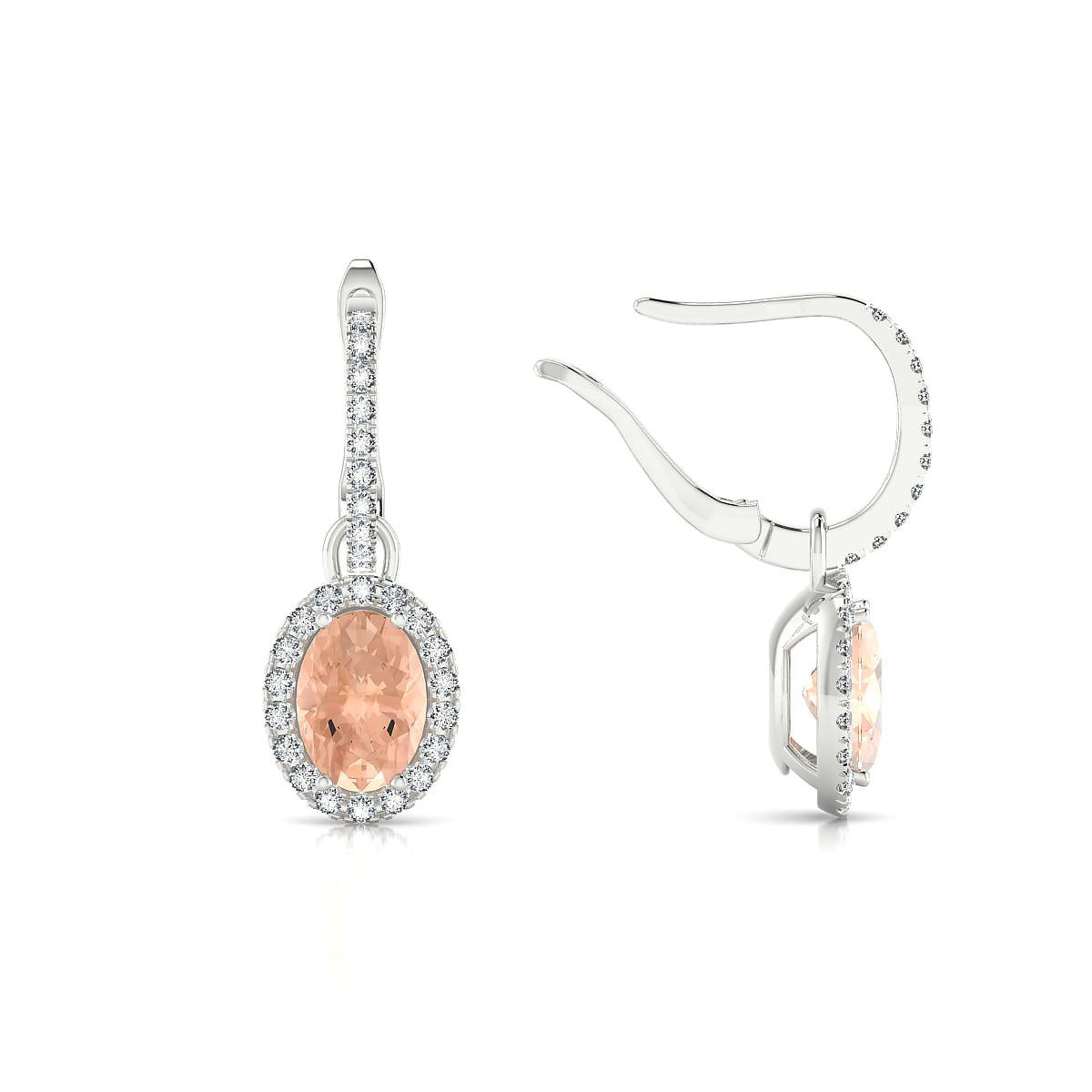 Sunrise | 18k White Gold 7 x 5 mm Oval Morganite Earrings