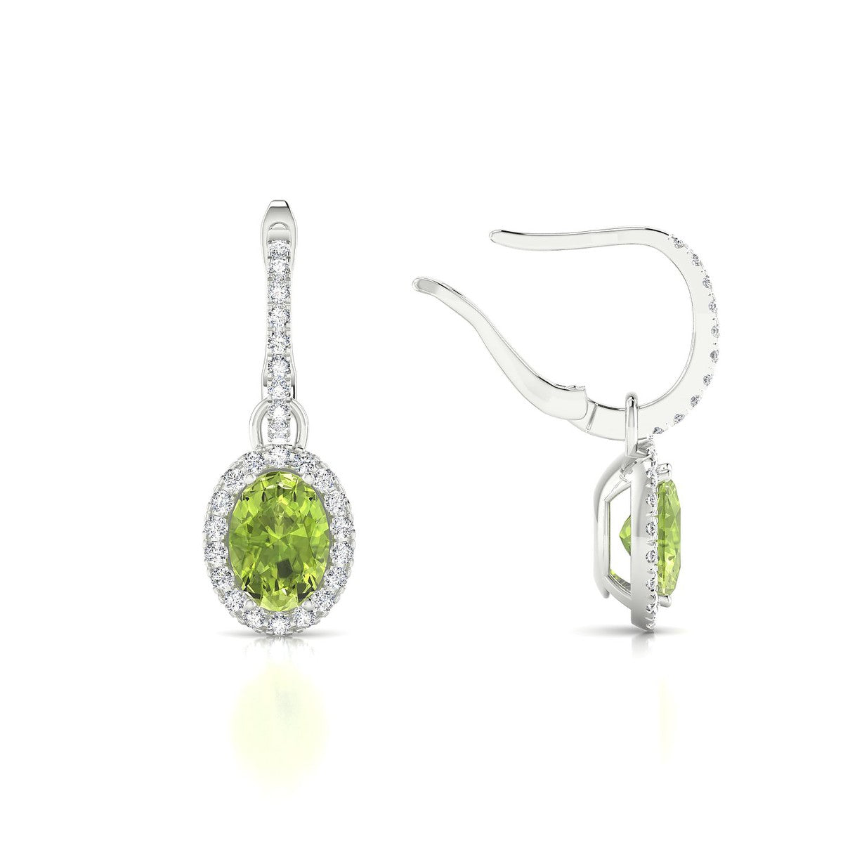 Sunrise | 18k White Gold 7 x 5 mm Oval Peridot Earrings