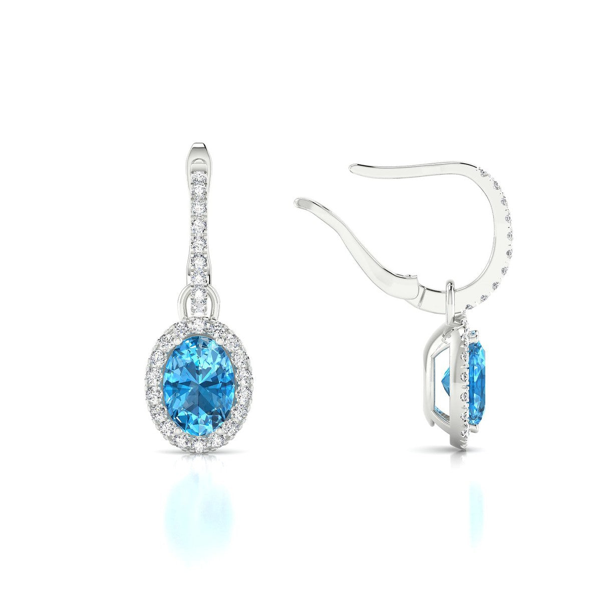 Sunrise | 18k White Gold 7 x 5 mm Oval Topaz Earrings