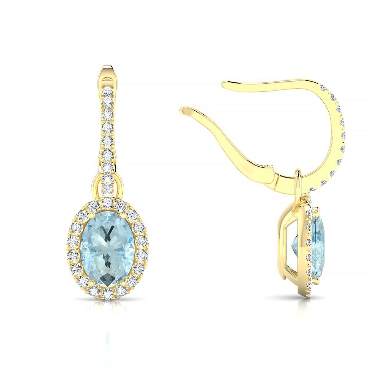 Sunrise | 18k Yellow Gold 7 x 5 mm Oval Aquamarine Earrings