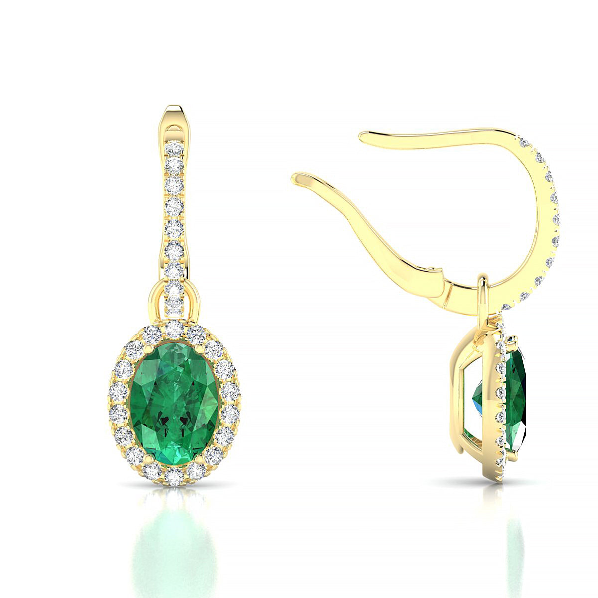 Sunrise | 18k Yellow Gold 7 x 5 mm Oval Emerald Earrings