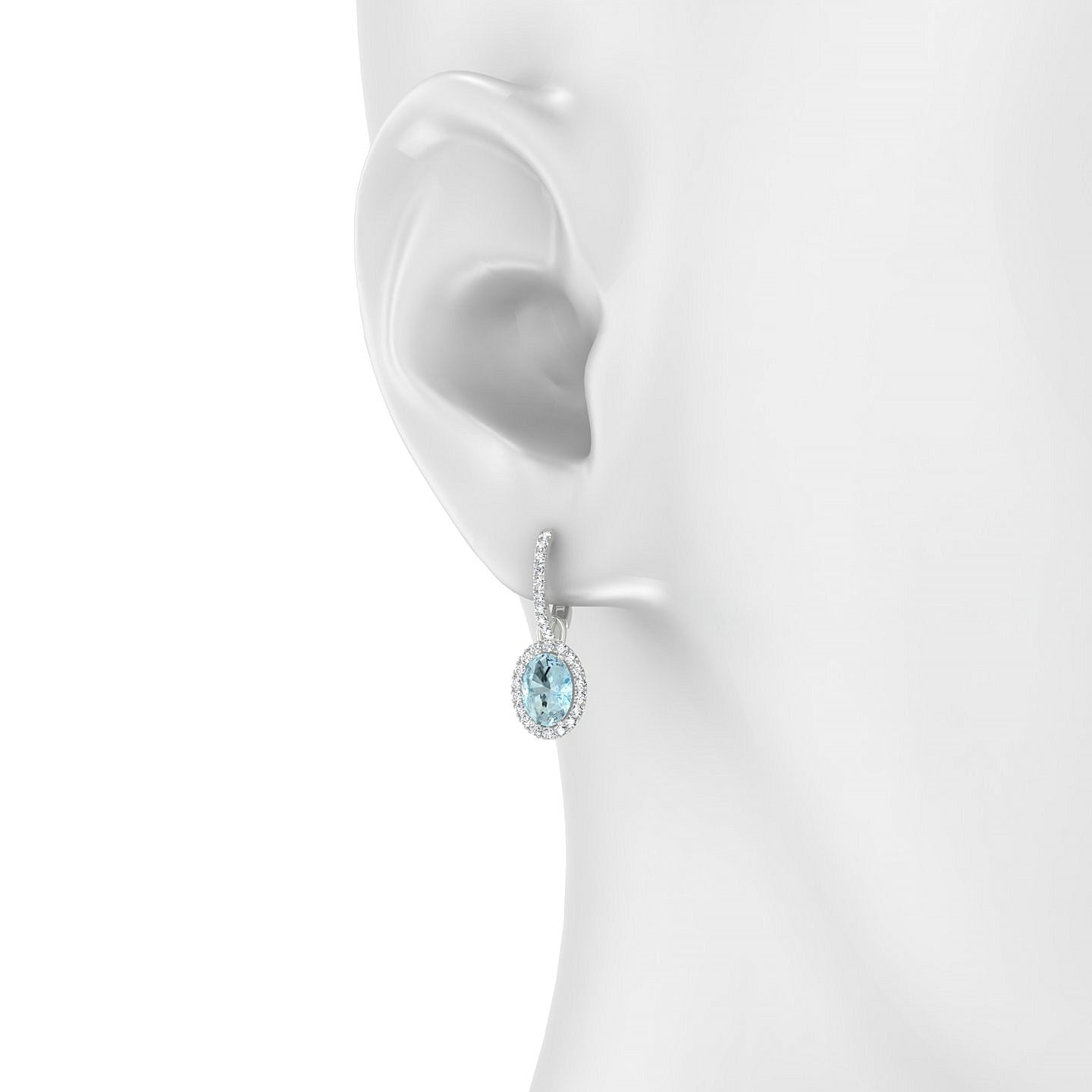 Sunrise | 18k White Gold 7 x 5 mm Oval Aquamarine Earrings