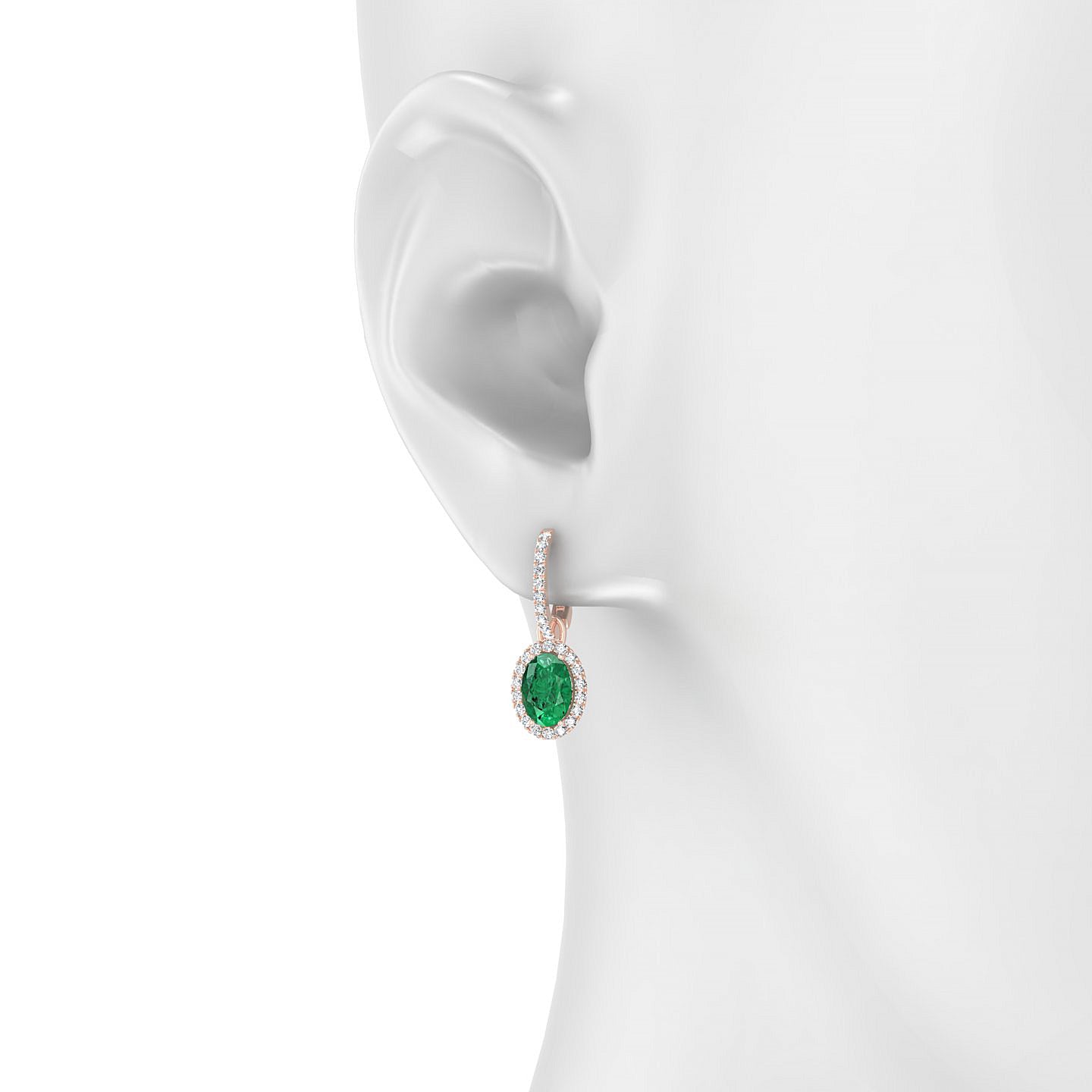 Sunrise | 18k Rose Gold 7 x 5 mm Oval Emerald Earrings