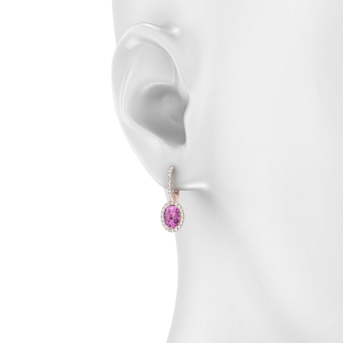 Sunrise | 18k Rose Gold 7 x 5 mm Oval Pink Sapphire Earrings