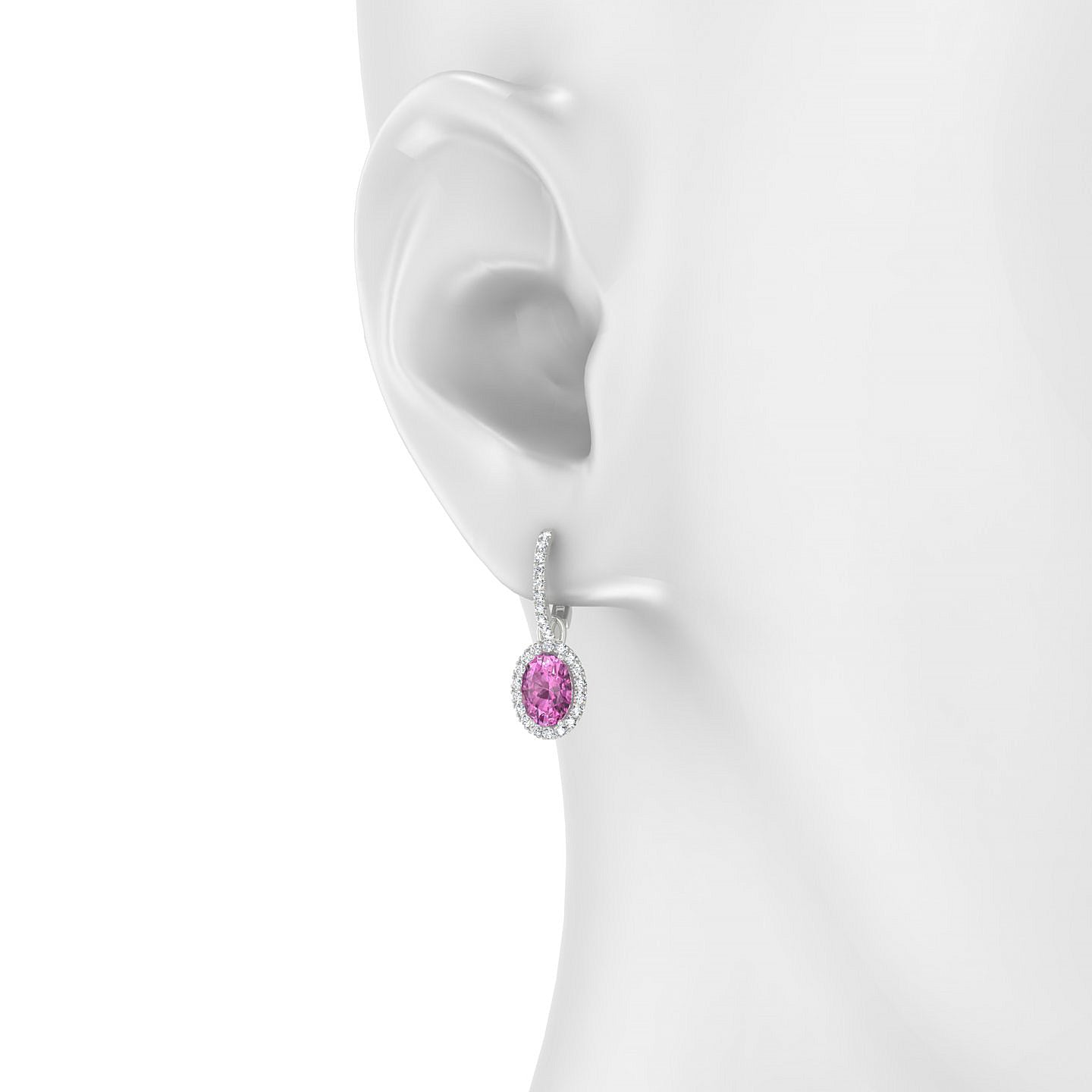 Sunrise | 18k White Gold 7 x 5 mm Oval Pink Sapphire Earrings