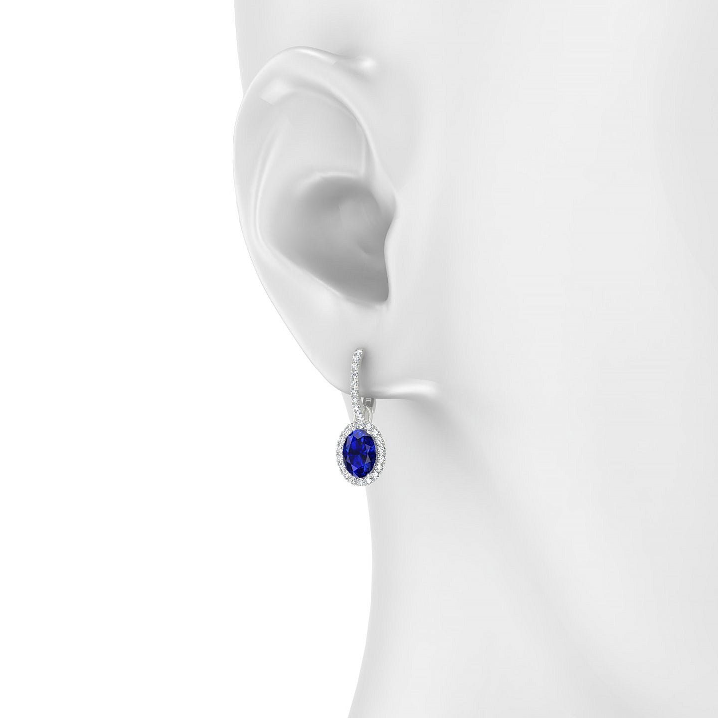 Sunrise | 18k White Gold 7 x 5 mm Oval Sapphire Earrings