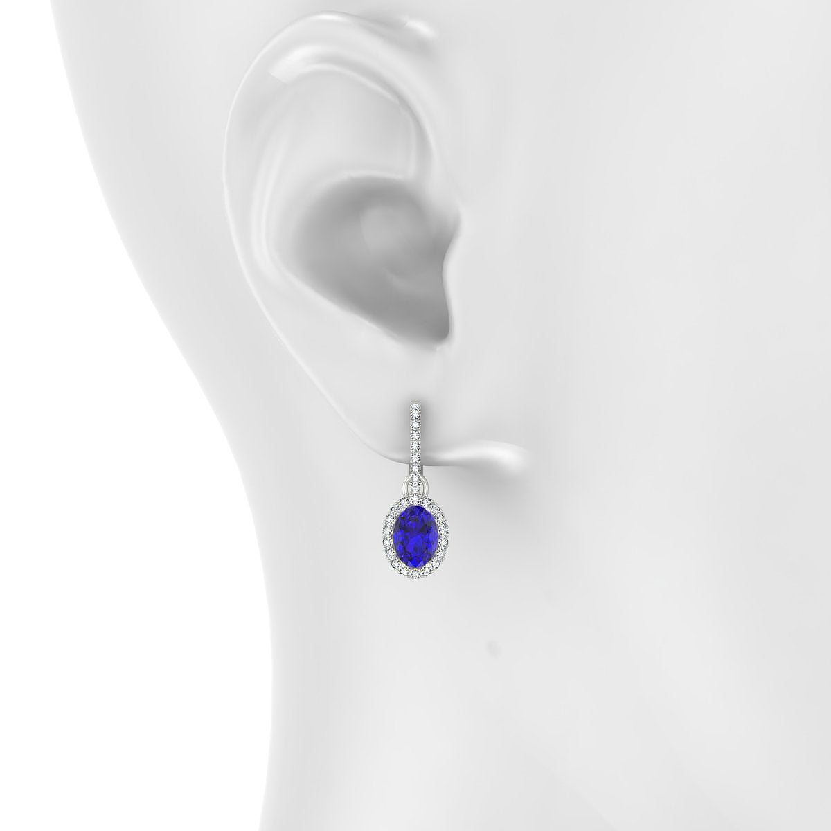 Sunrise | 18k White Gold 7 x 5 mm Oval Tanzanite Earrings