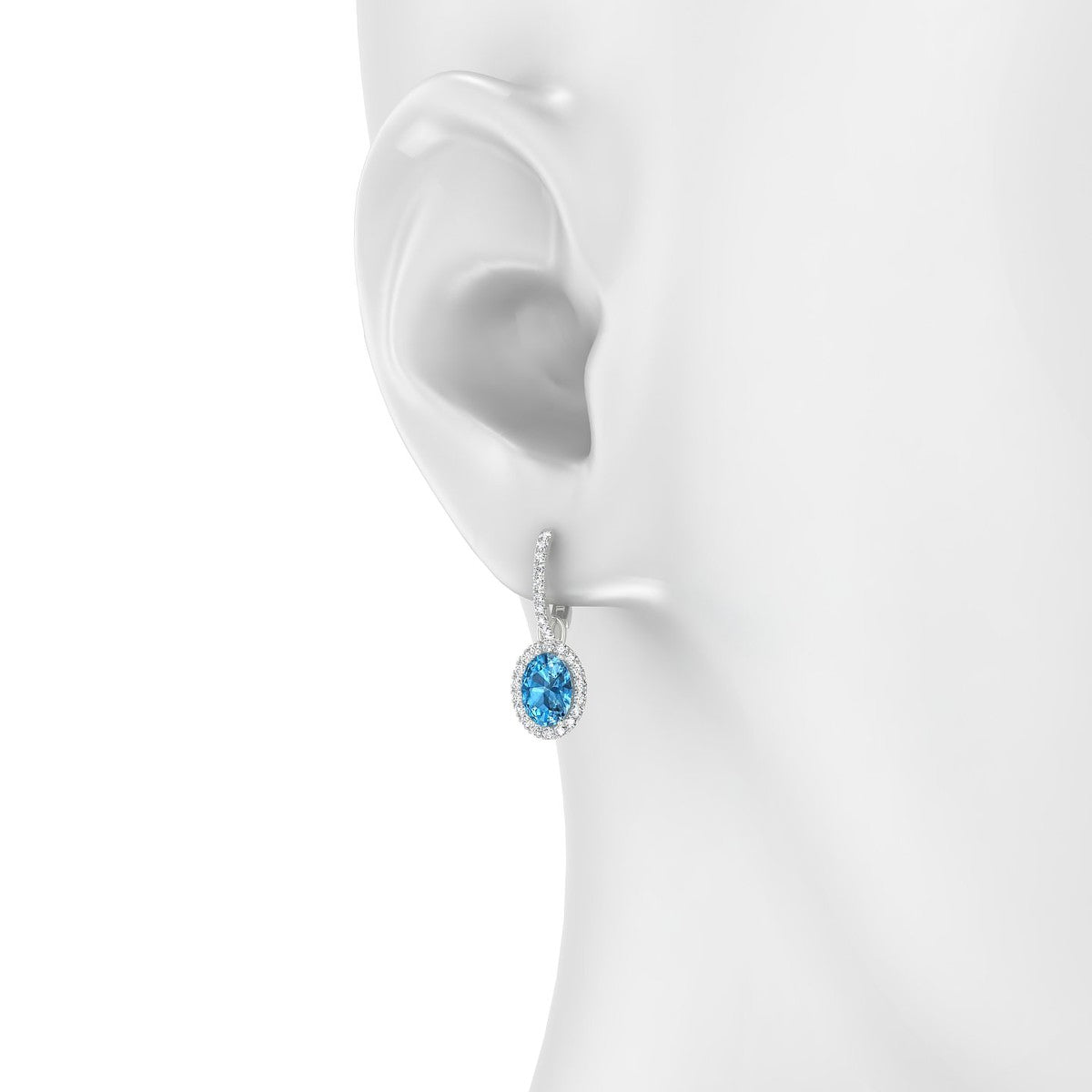 Sunrise | 18k White Gold 7 x 5 mm Oval Topaz Earrings