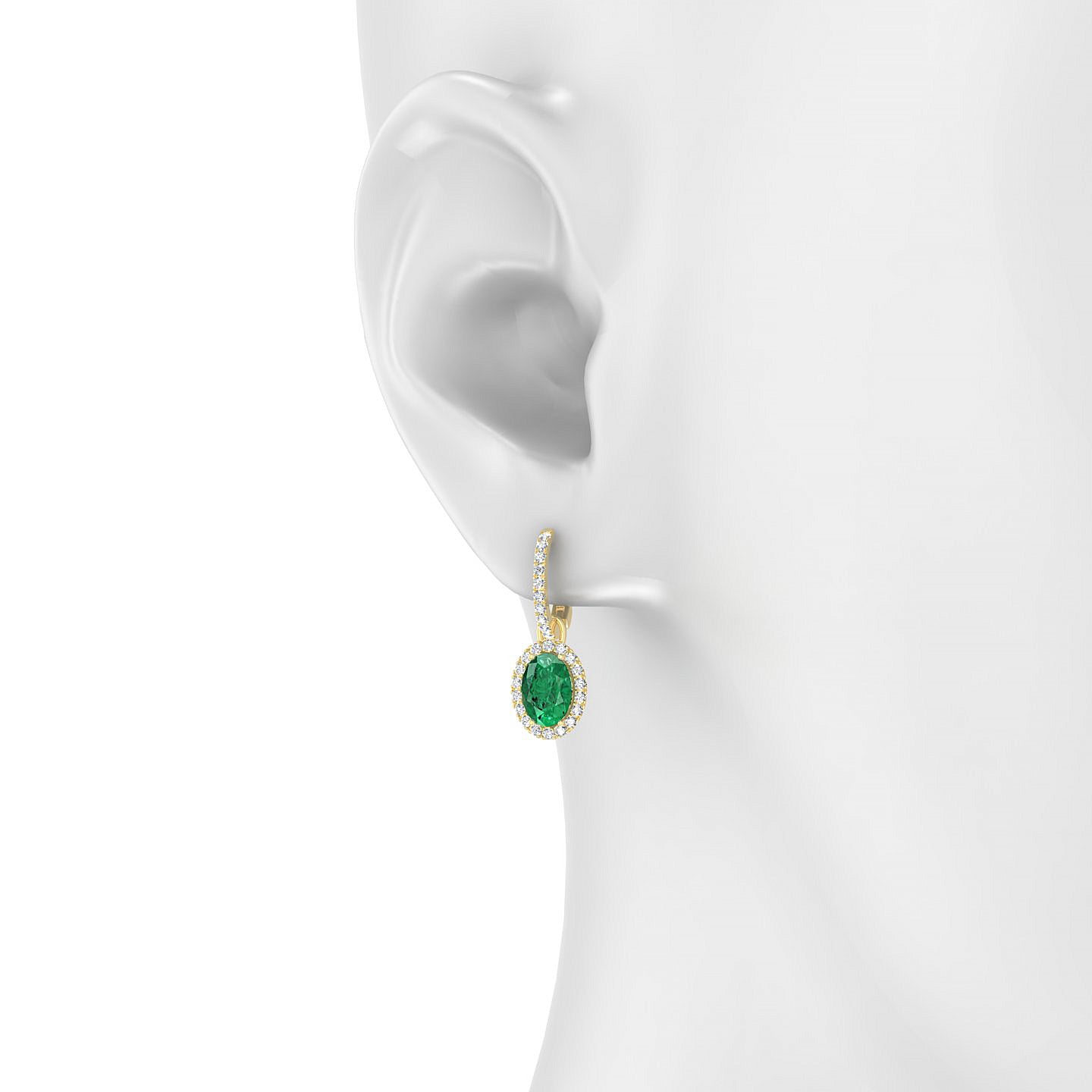 Sunrise | 18k Yellow Gold 7 x 5 mm Oval Emerald Earrings