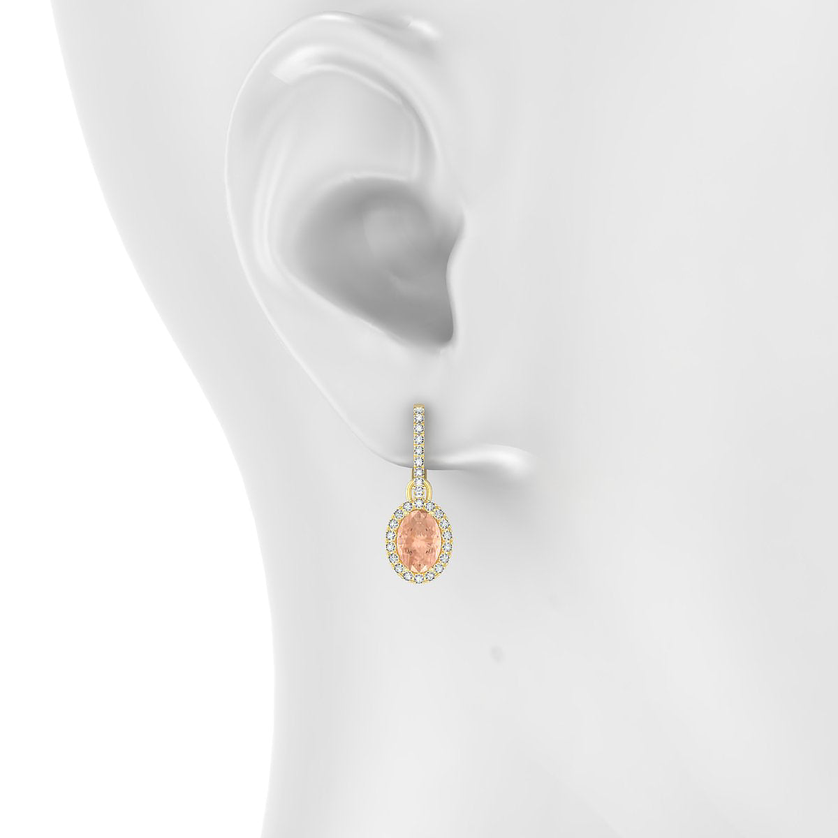 Sunrise | 18k Yellow Gold 7 x 5 mm Oval Morganite Earrings