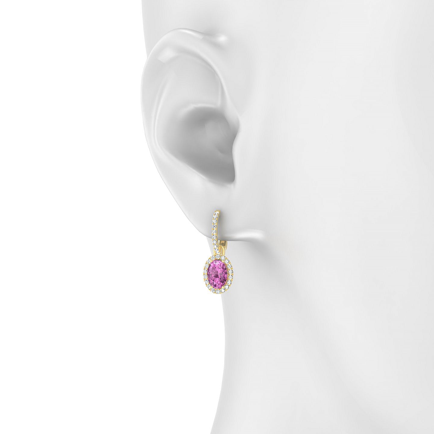 Sunrise | 18k Yellow Gold 7 x 5 mm Oval Pink Sapphire Earrings