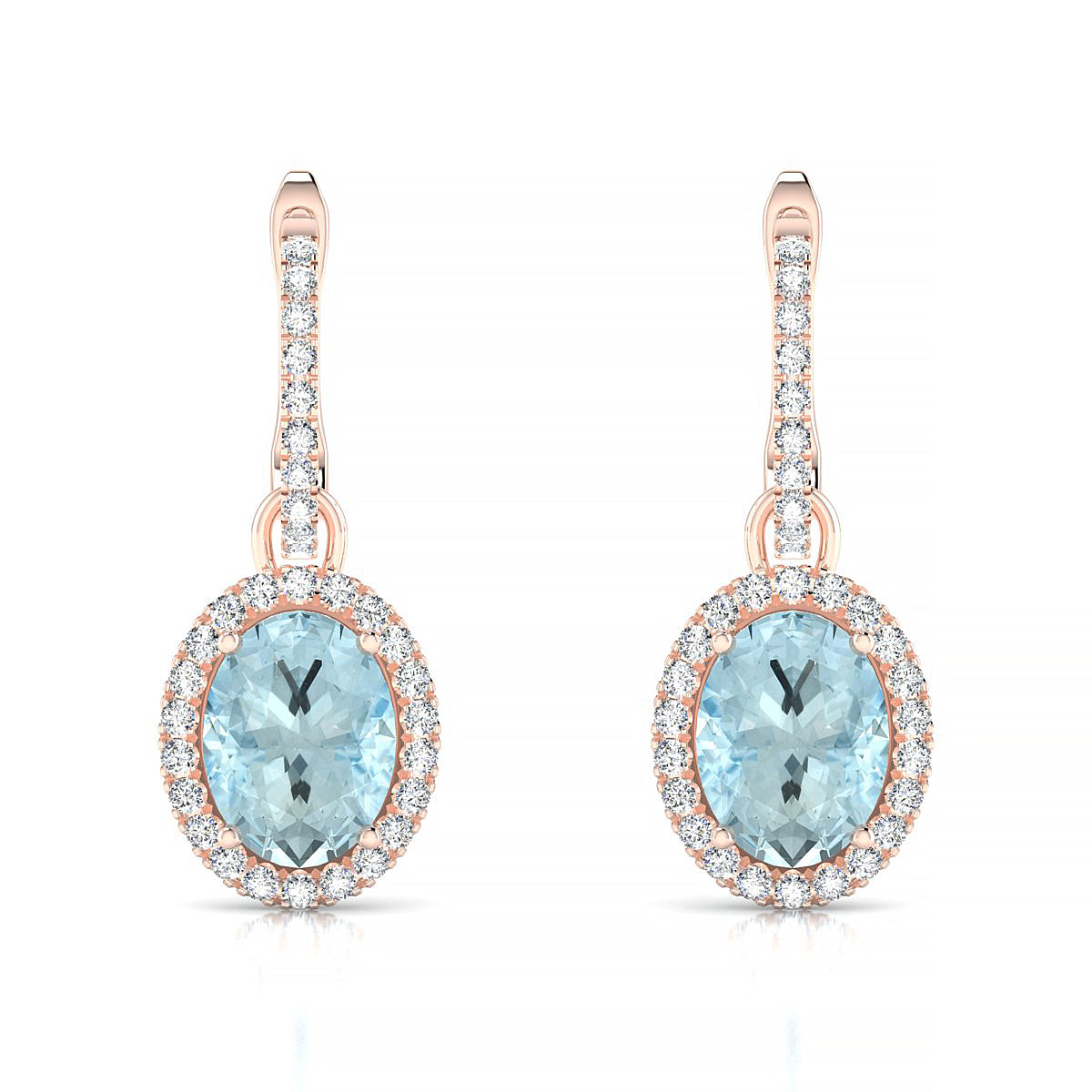 Sunrise | 18k Rose Gold 8 x 6 mm Oval Aquamarine Earrings