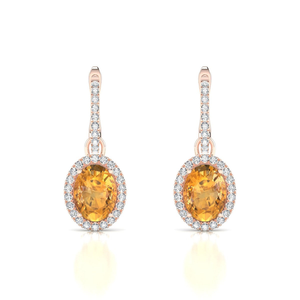 Sunrise | 18k Rose Gold 8 x 6 mm Oval Citrine Earrings