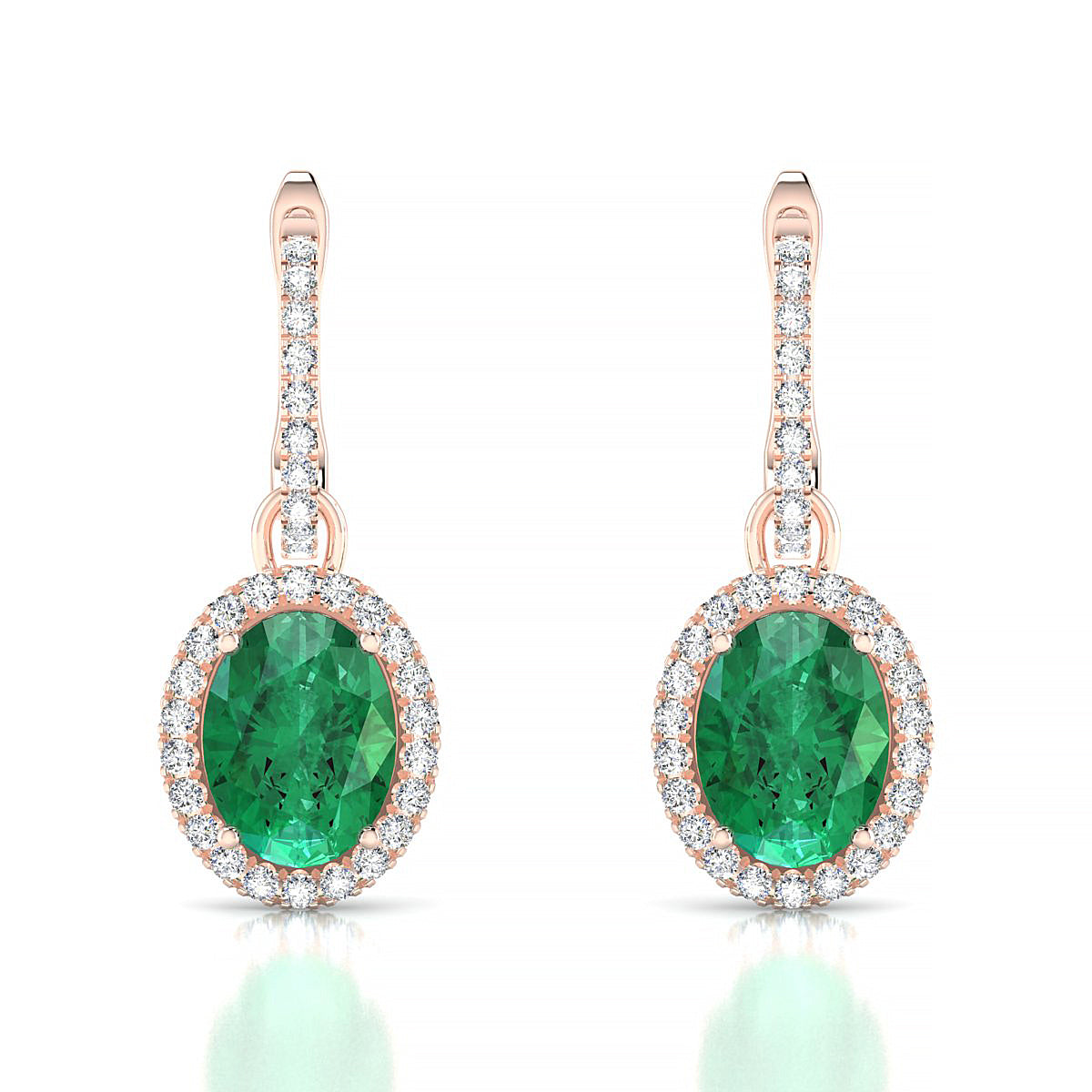 Sunrise | 18k Rose Gold 8 x 6 mm Oval Emerald Earrings