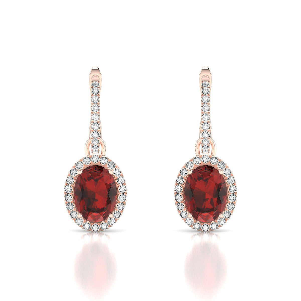 Sunrise | 18k Rose Gold 8 x 6 mm Oval Garnet Earrings