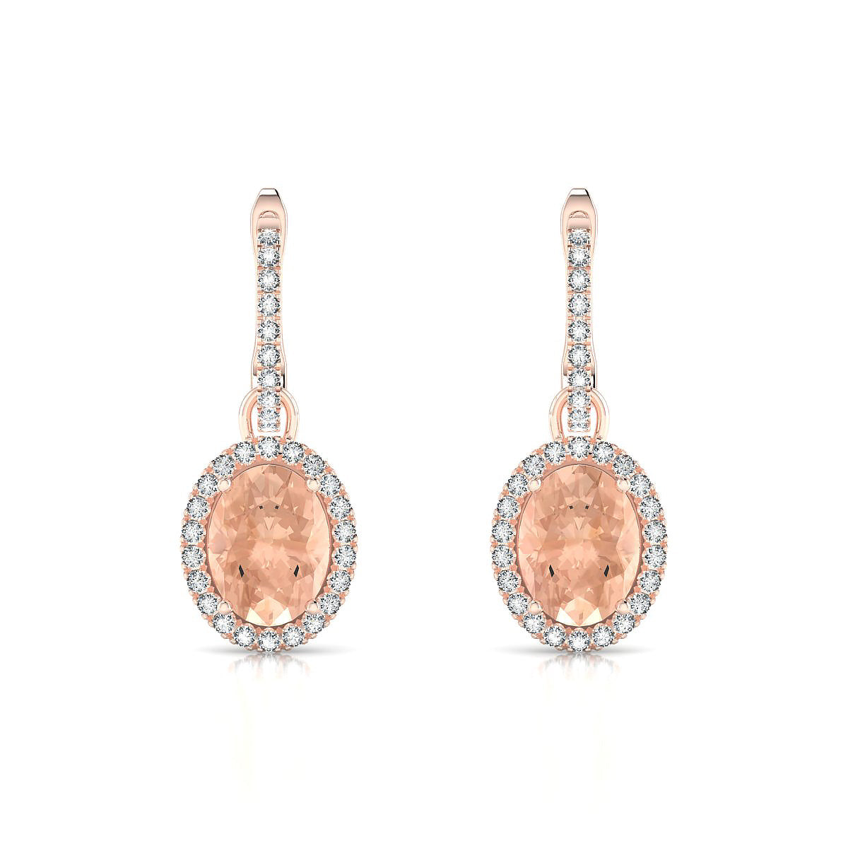 Sunrise | 18k Rose Gold 8 x 6 mm Oval Morganite Earrings