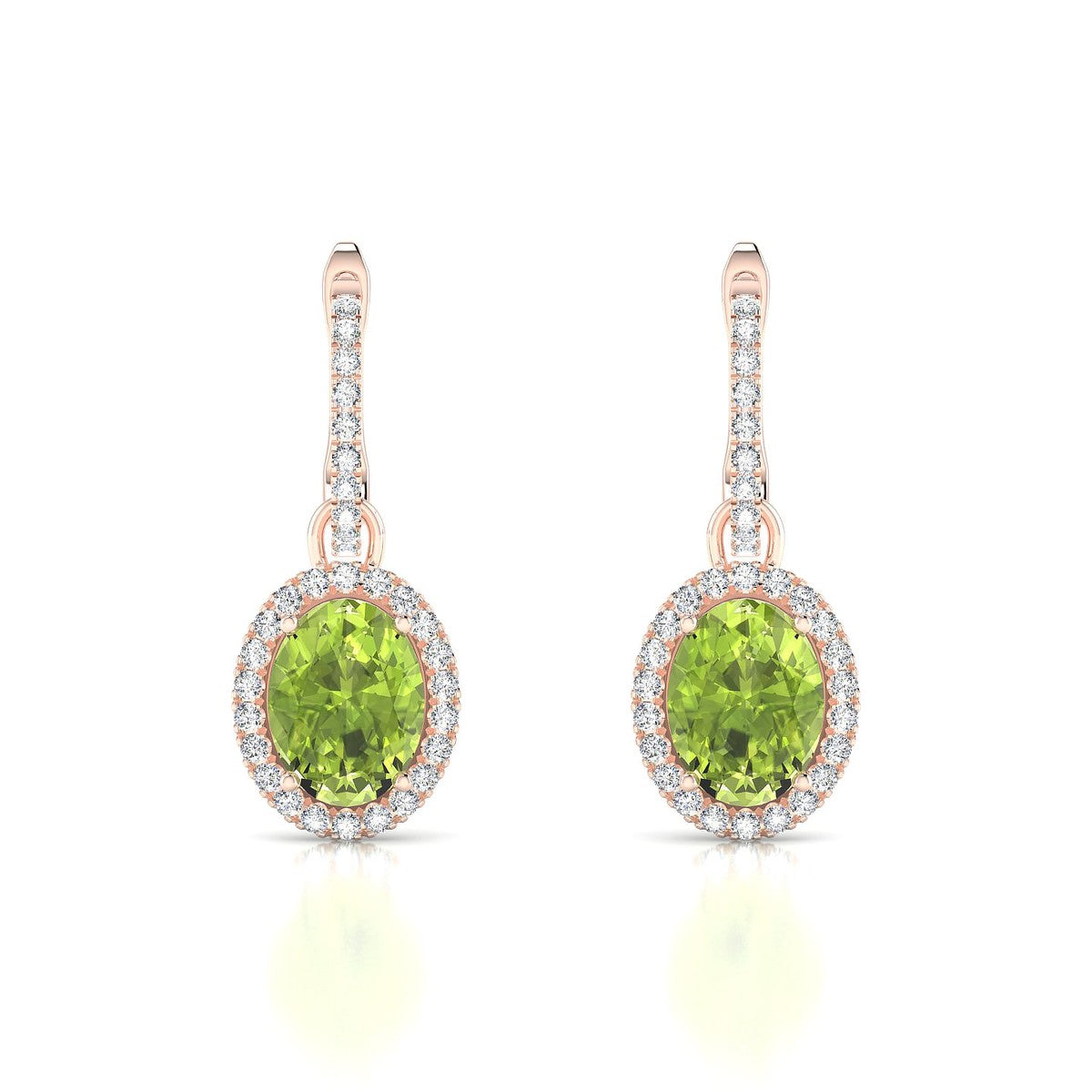 Sunrise | 18k Rose Gold 8 x 6 mm Oval Peridot Earrings