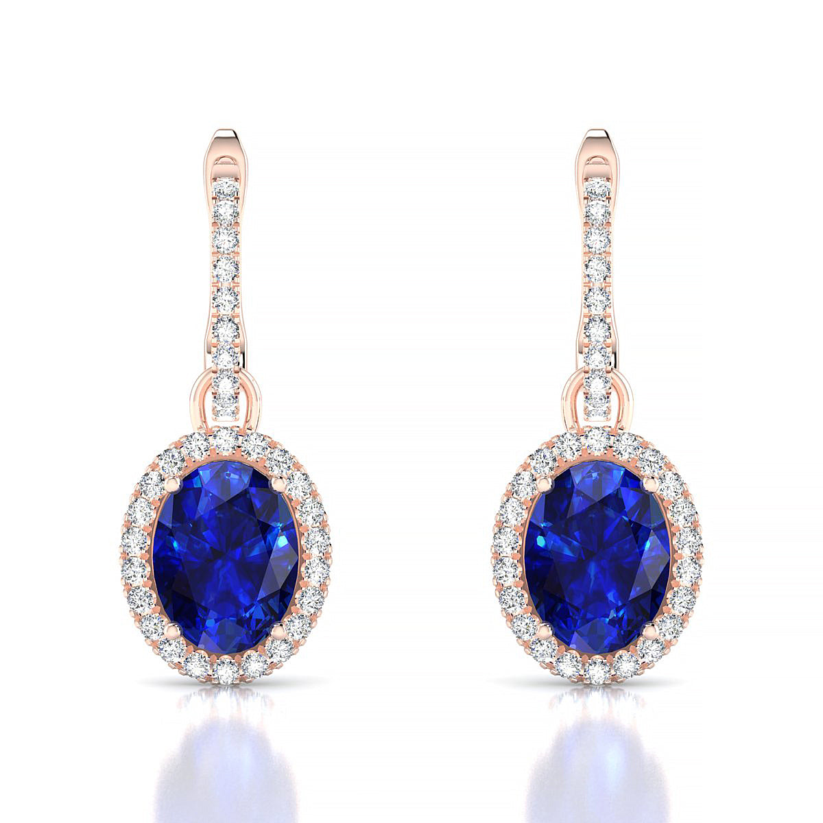 Sunrise | 18k Rose Gold 8 x 6 mm Oval Sapphire Earrings