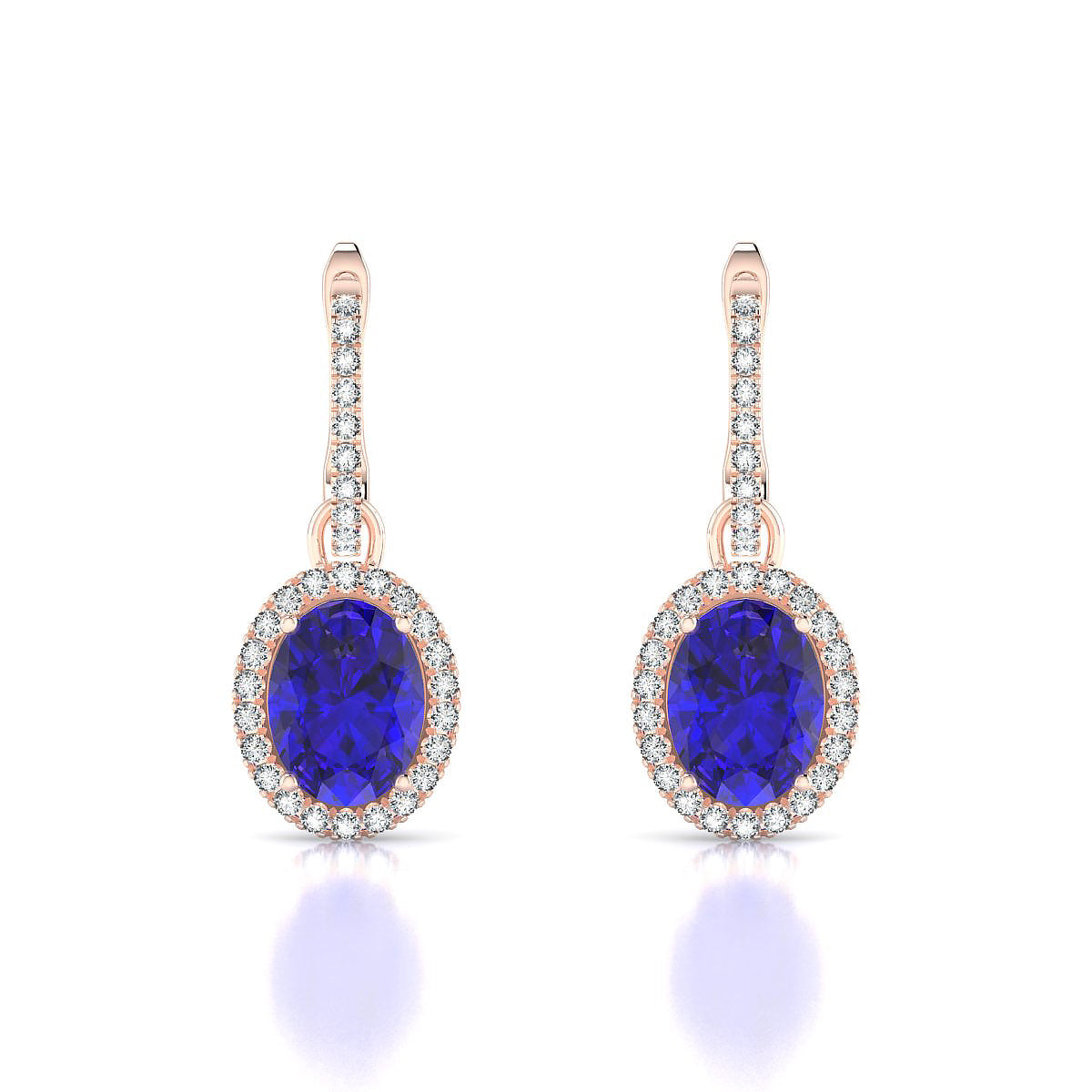 Sunrise | 18k Rose Gold 8 x 6 mm Oval Tanzanite Earrings