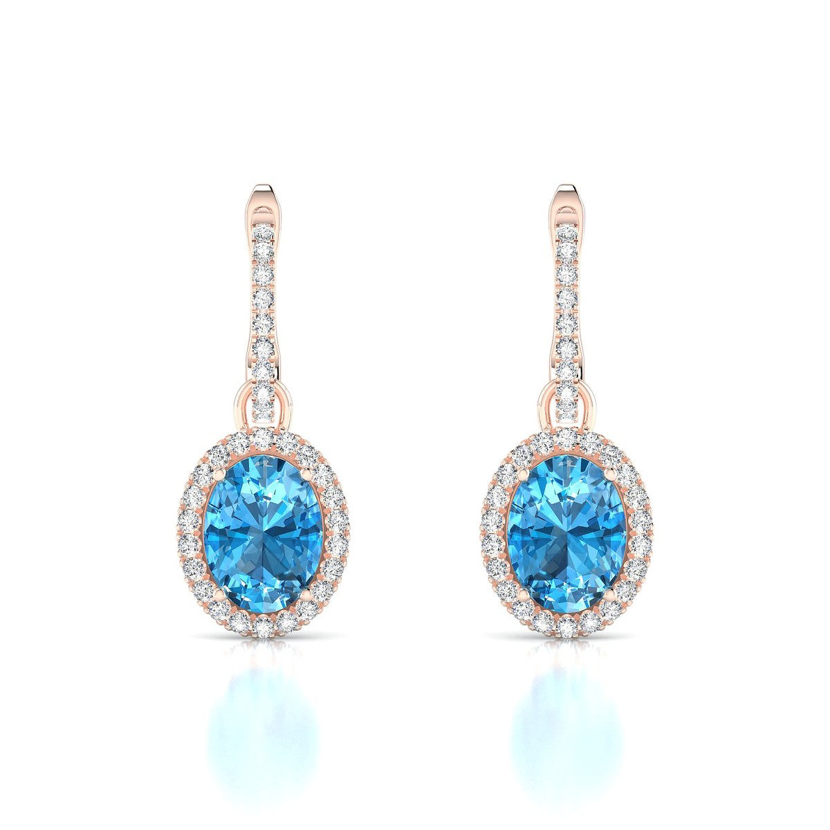Sunrise | 18k Rose Gold 8 x 6 mm Oval Topaz Earrings