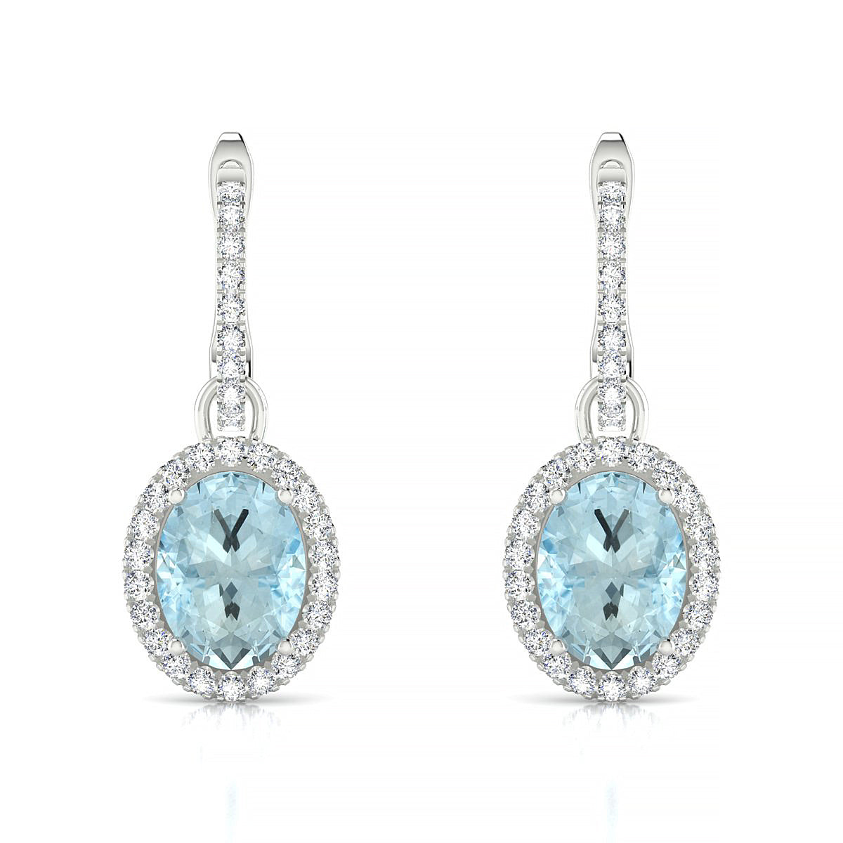 Sunrise | 18k White Gold 8 x 6 mm Oval Aquamarine Earrings