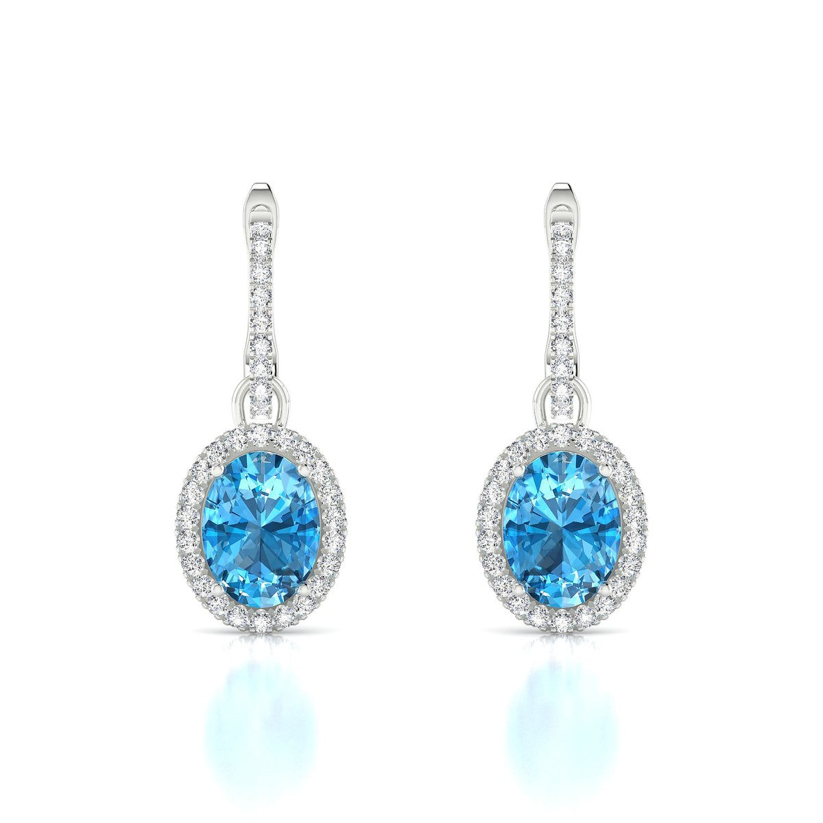 Sunrise | 18k White Gold 8 x 6 mm Oval Topaz Earrings