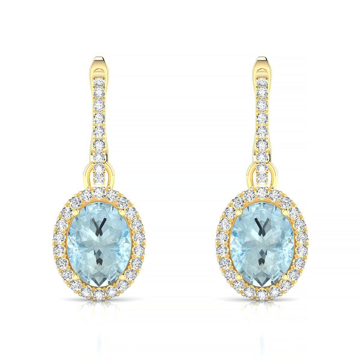 Sunrise | 18k Yellow Gold 8 x 6 mm Oval Aquamarine Earrings