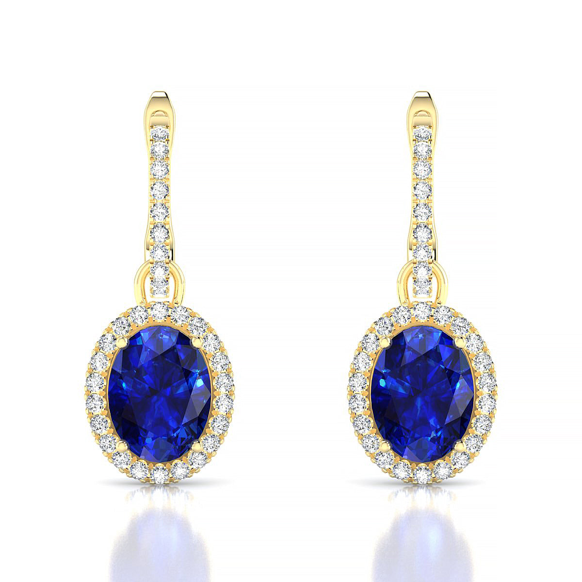 Sunrise | 18k Yellow Gold 8 x 6 mm Oval Sapphire Earrings