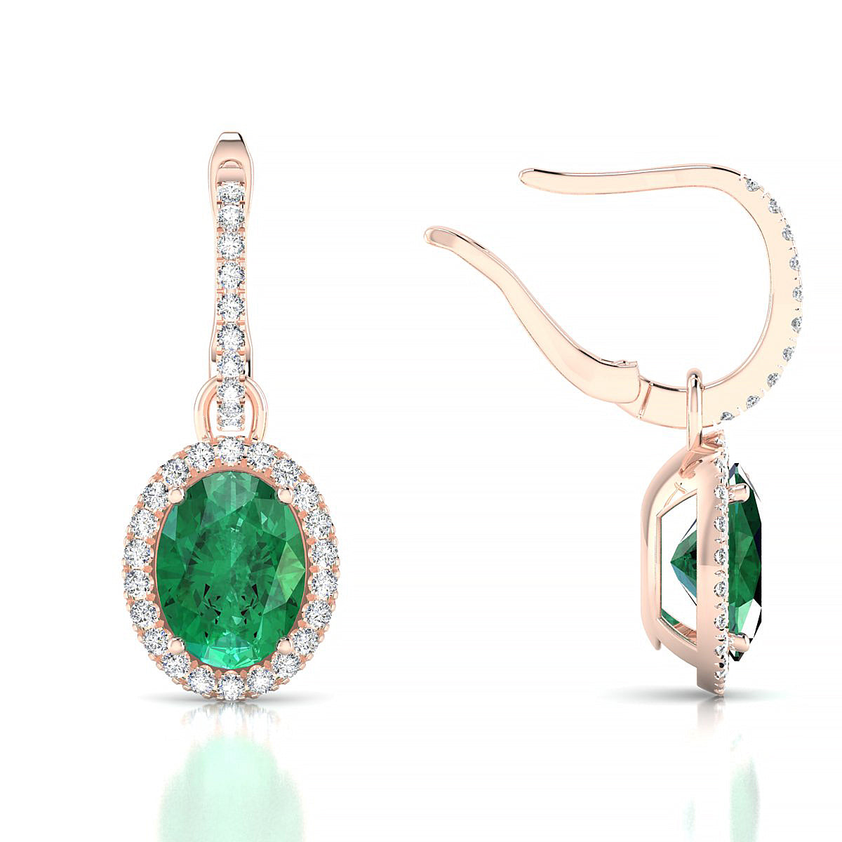 Sunrise | 18k Rose Gold 8 x 6 mm Oval Emerald Earrings