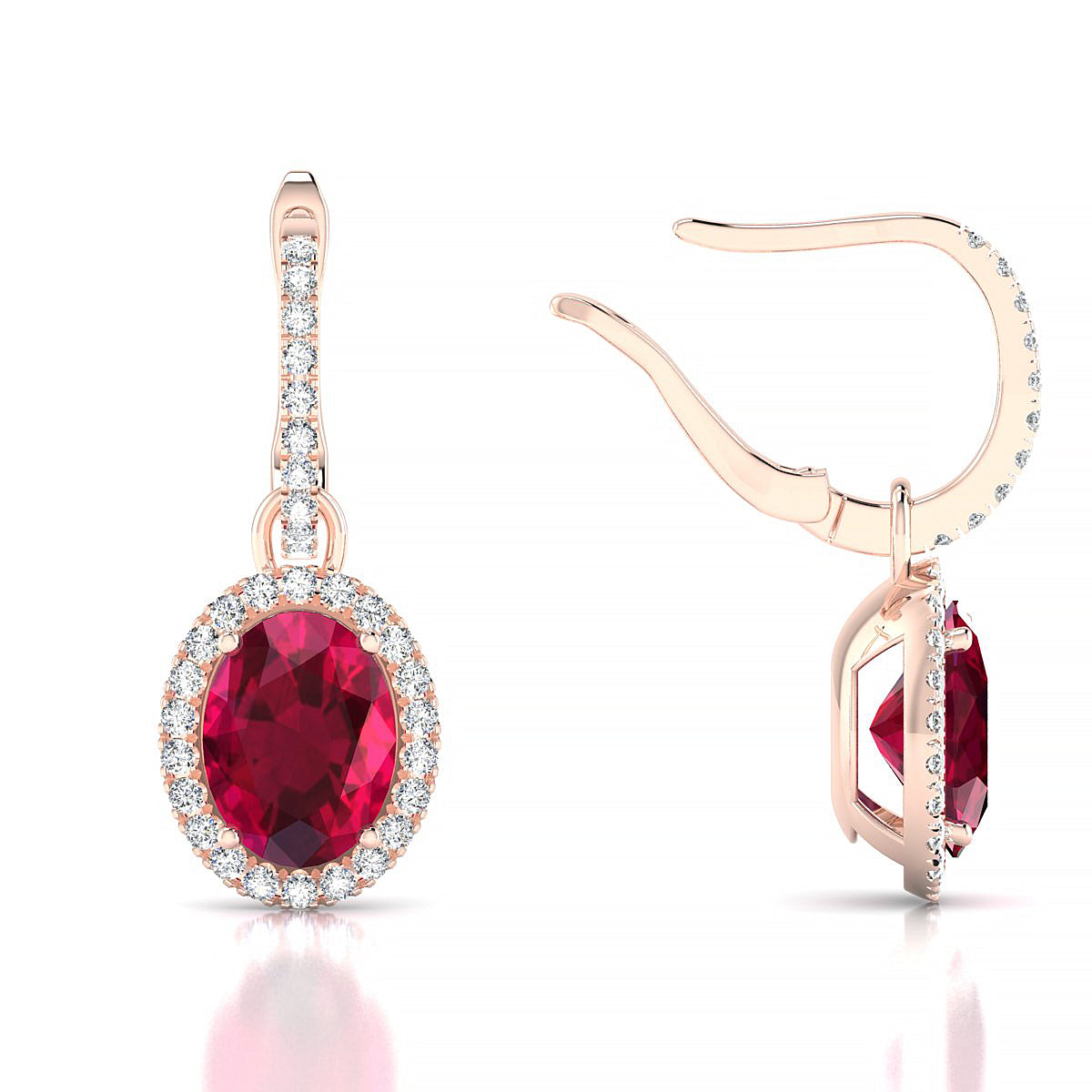 Sunrise | 18k Rose Gold 8 x 6 mm Oval Ruby Earrings