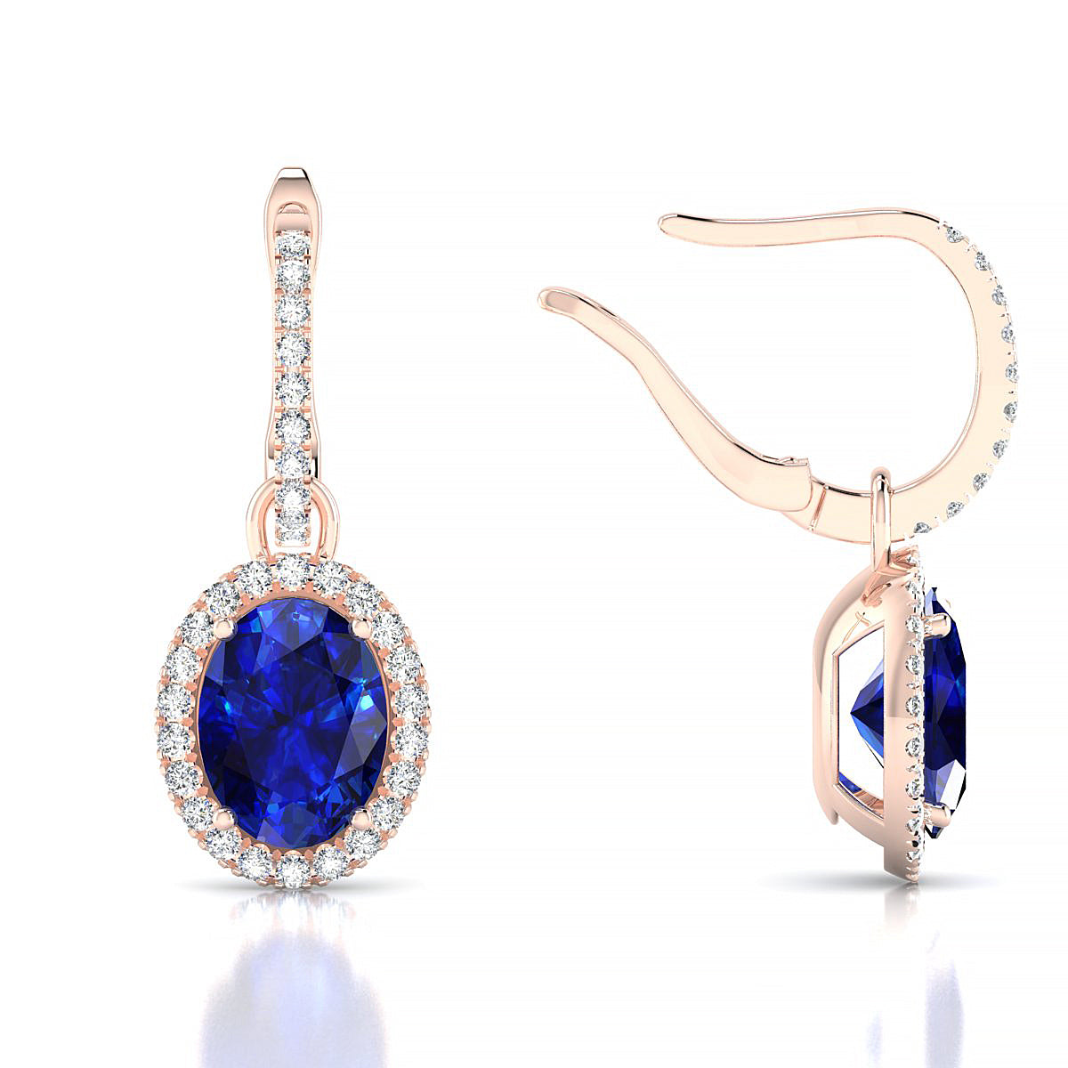 Sunrise | 18k Rose Gold 8 x 6 mm Oval Sapphire Earrings