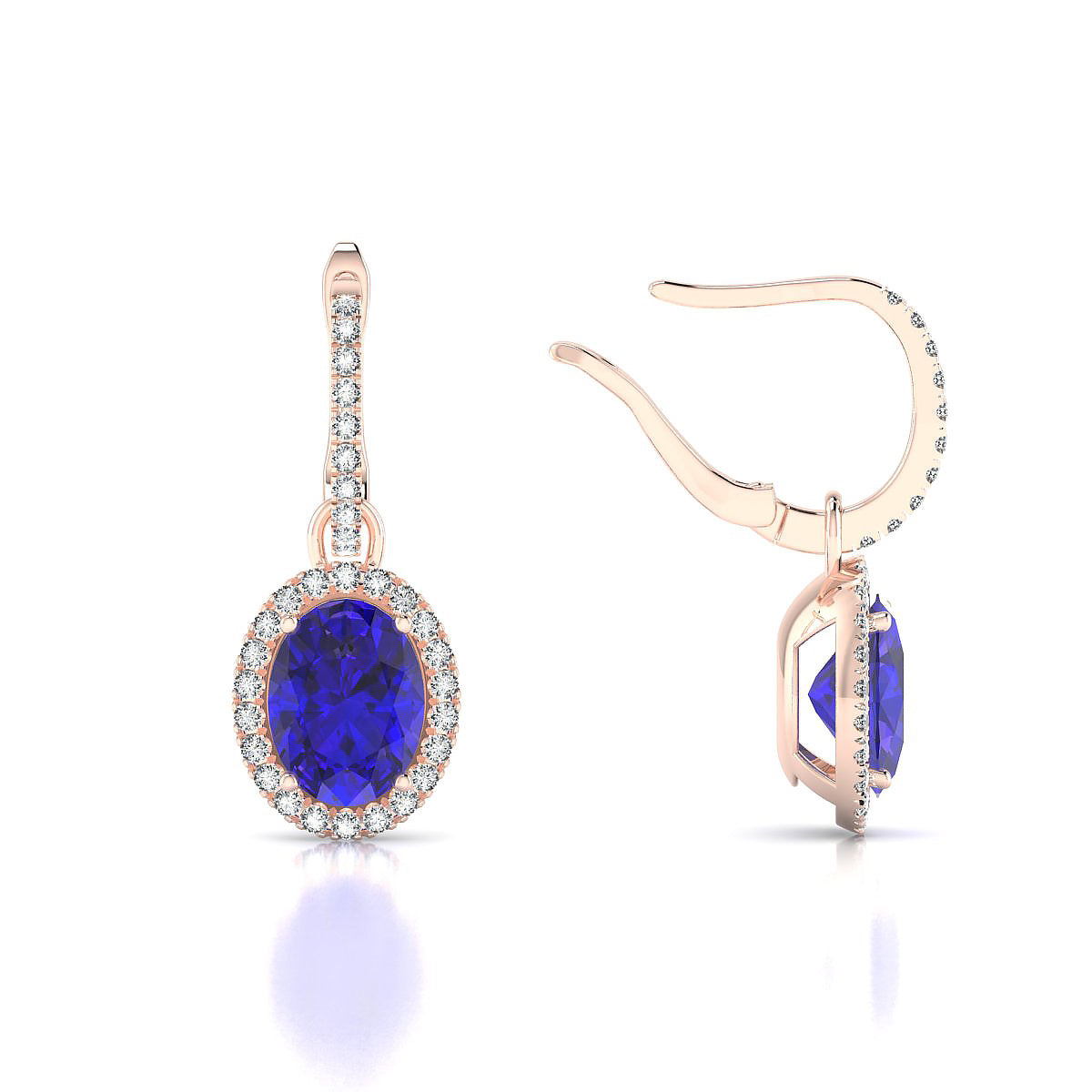 Sunrise | 18k Rose Gold 8 x 6 mm Oval Tanzanite Earrings