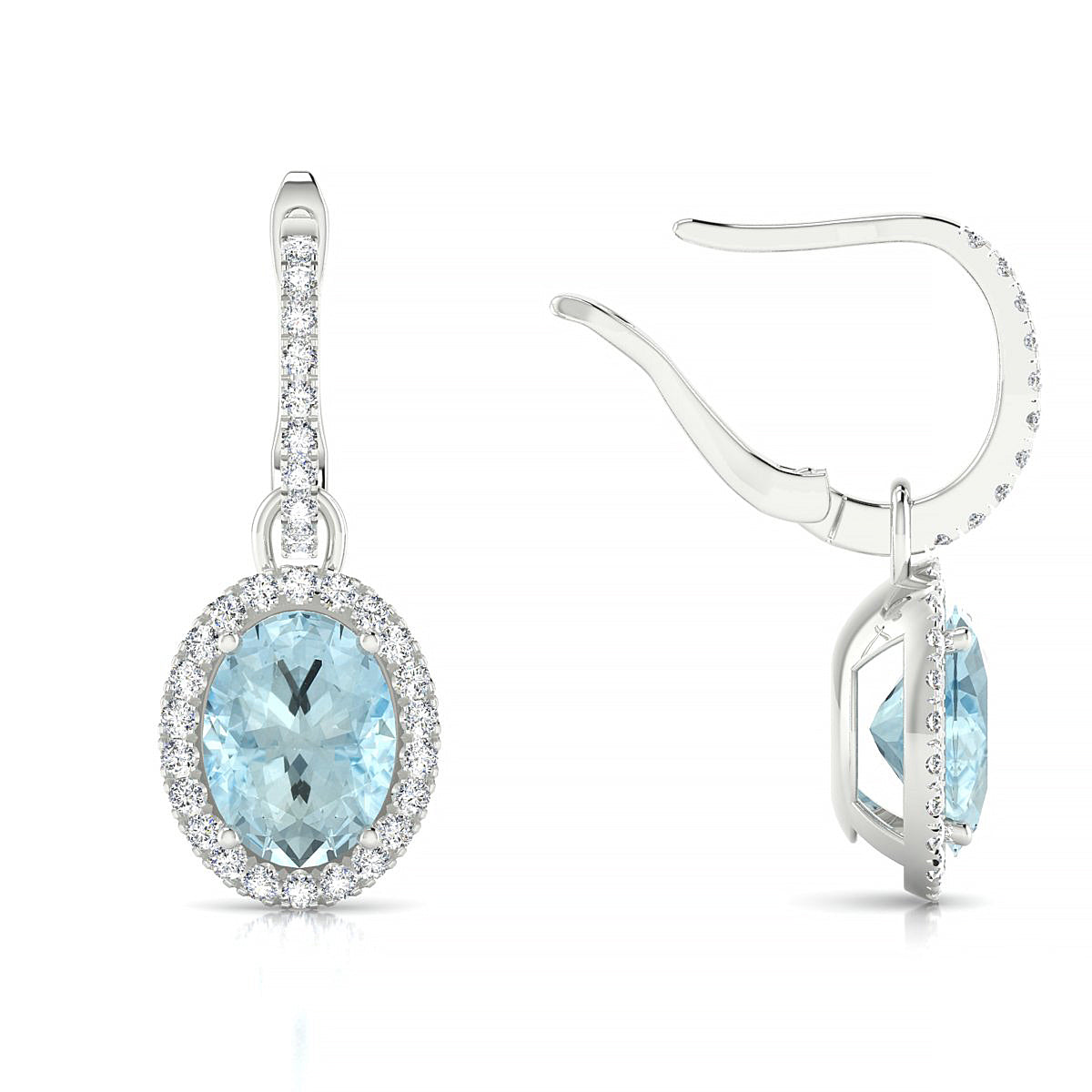Sunrise | 18k White Gold 8 x 6 mm Oval Aquamarine Earrings